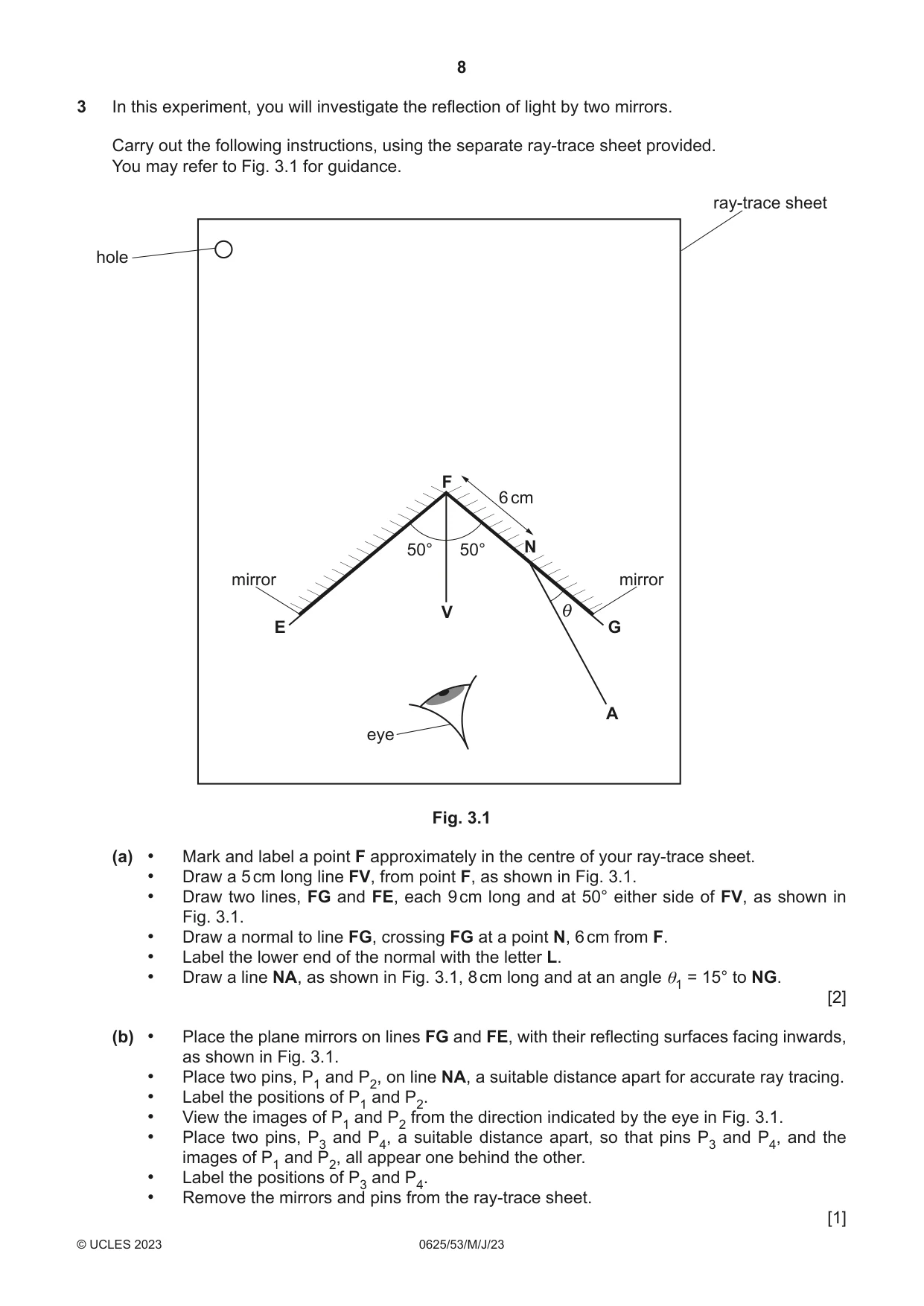 Cambridge IGCSE Physics 0625 2023 May/June Paper 5 · Variant 3 question paper, page 8 of 12