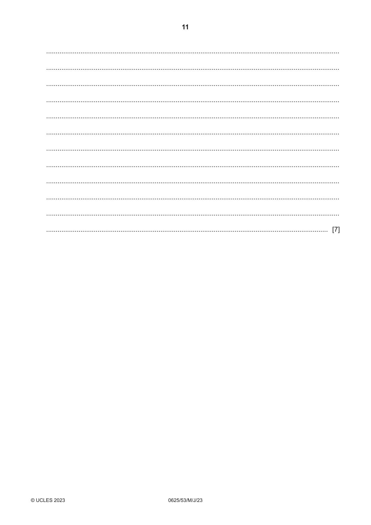 Cambridge IGCSE Physics 0625 2023 May/June Paper 5 · Variant 3 question paper, page 11 of 12