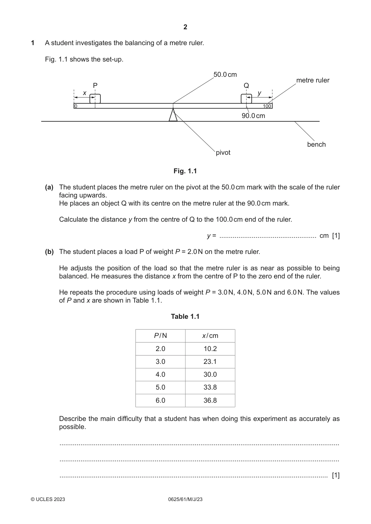 Cambridge IGCSE Physics 0625 2023 May/June Paper 6 · Variant 1 question paper, page 2 of 12