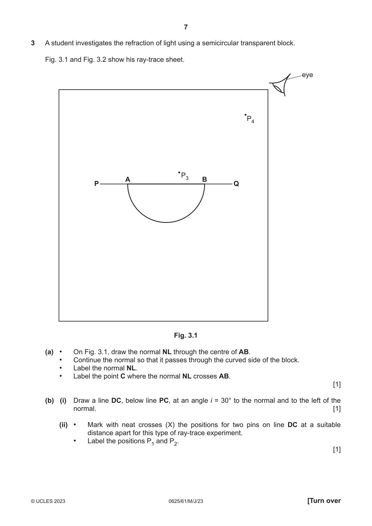 Cambridge IGCSE Physics 0625 2023 May/June Paper 6 · Variant 1 question paper, page 7 of 12