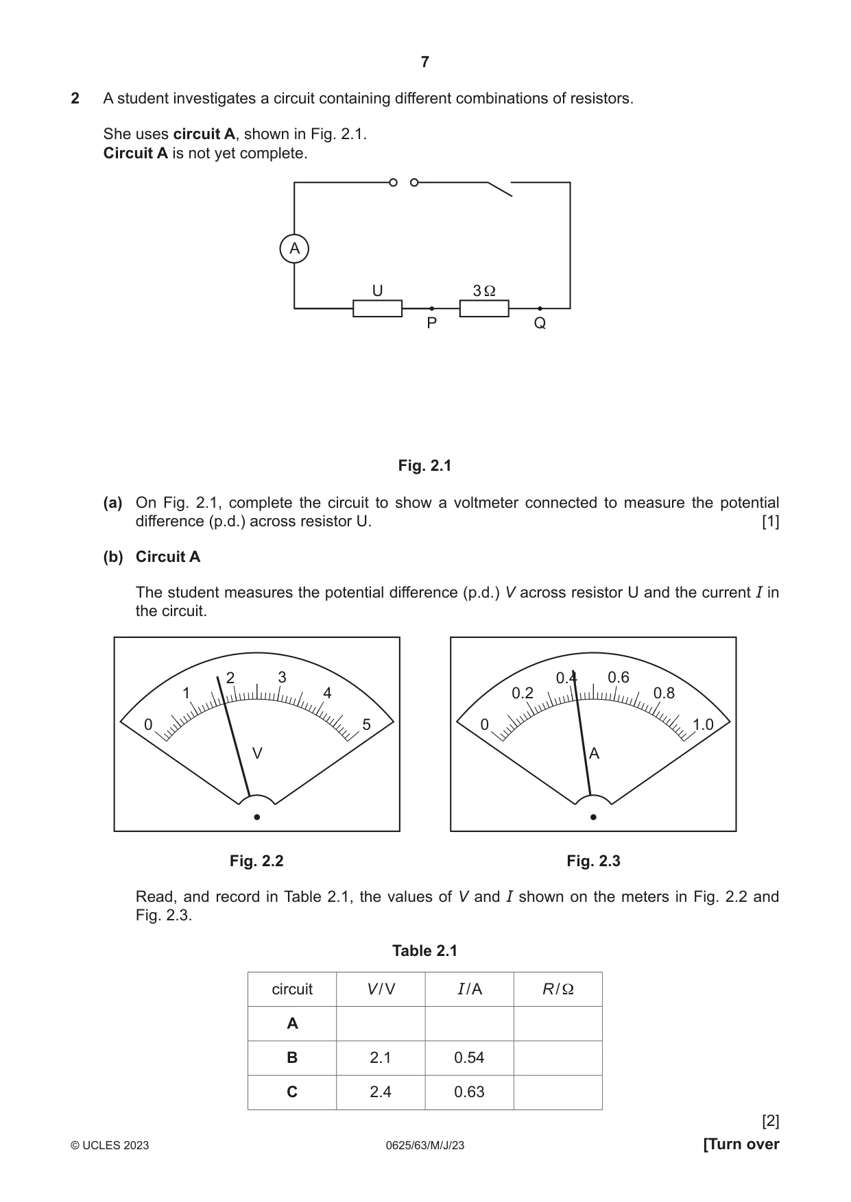 Cambridge IGCSE Physics 0625 2023 May/June Paper 6 · Variant 3 question paper, page 7 of 16