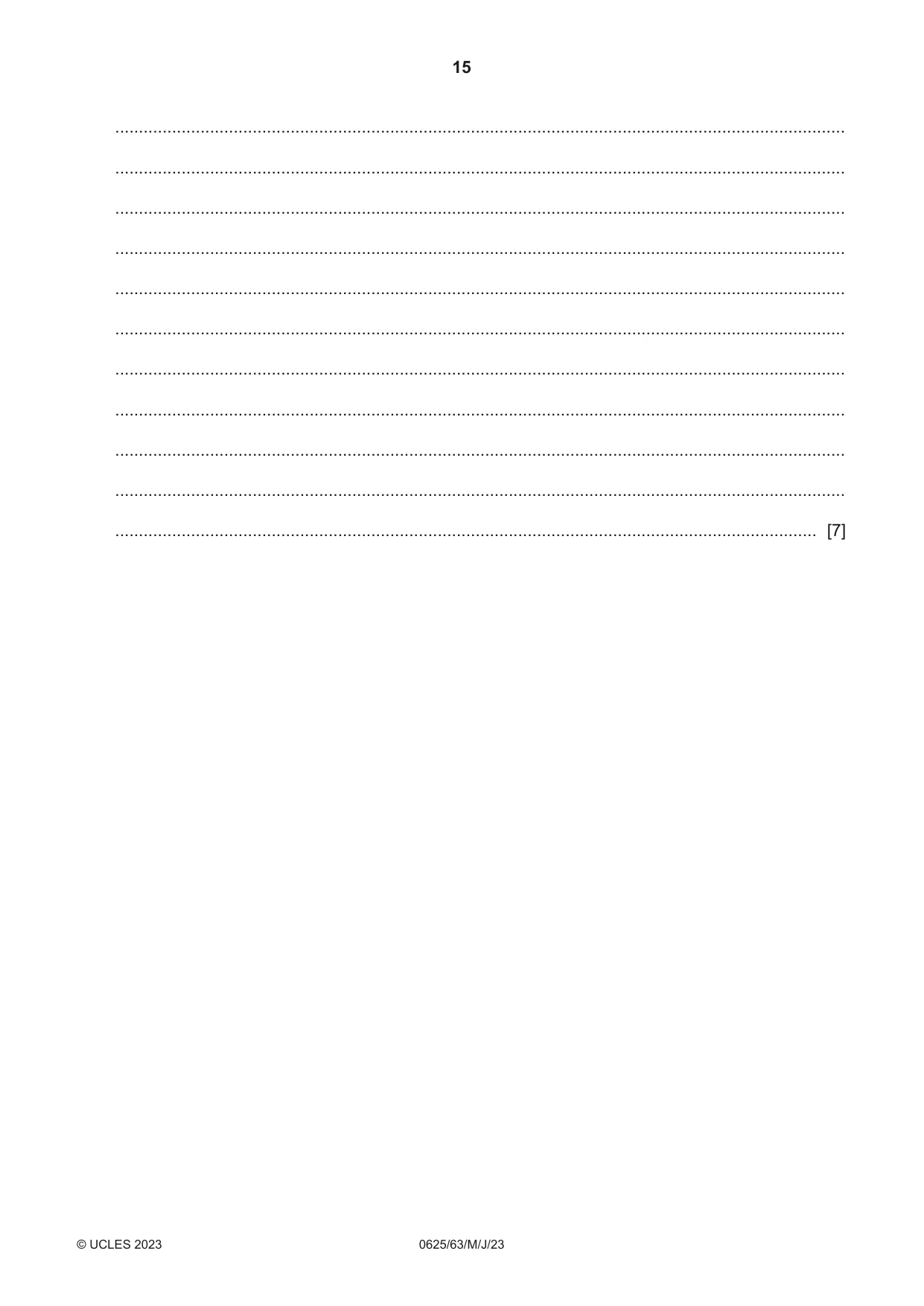 Cambridge IGCSE Physics 0625 2023 May/June Paper 6 · Variant 3 question paper, page 15 of 16