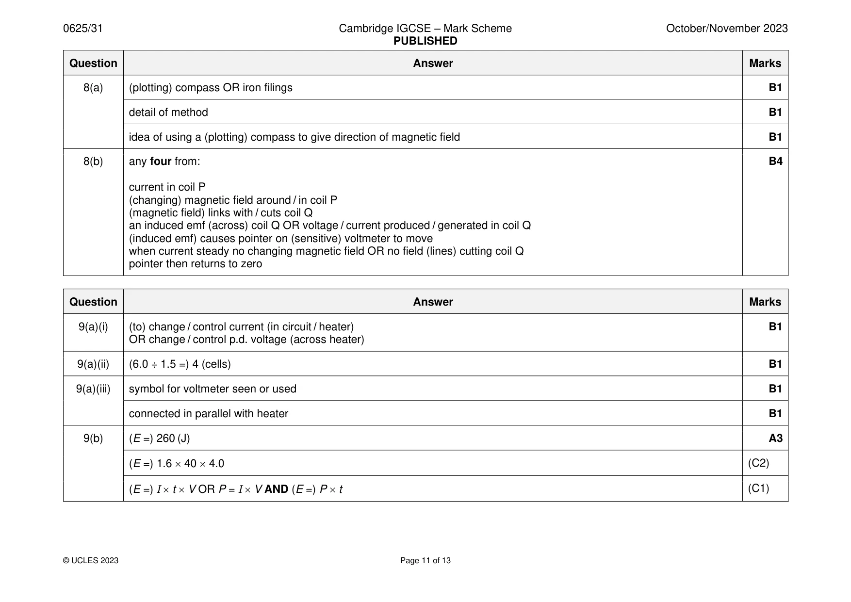 Mark scheme, page 11 of 13