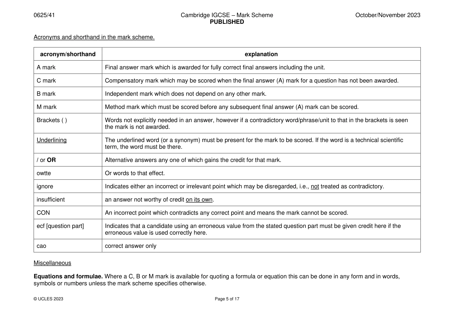 Mark scheme, page 5 of 17