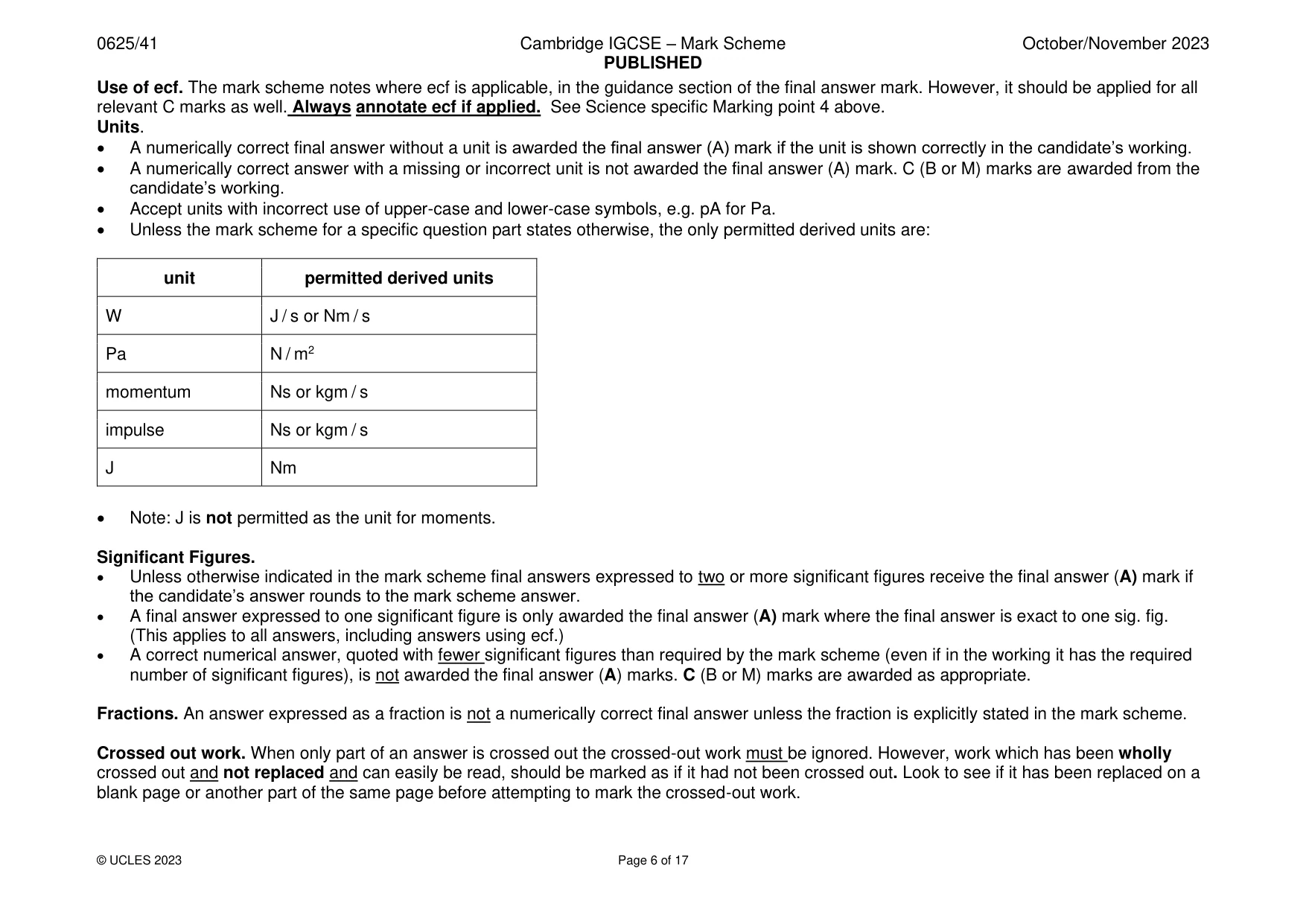 Mark scheme, page 6 of 17