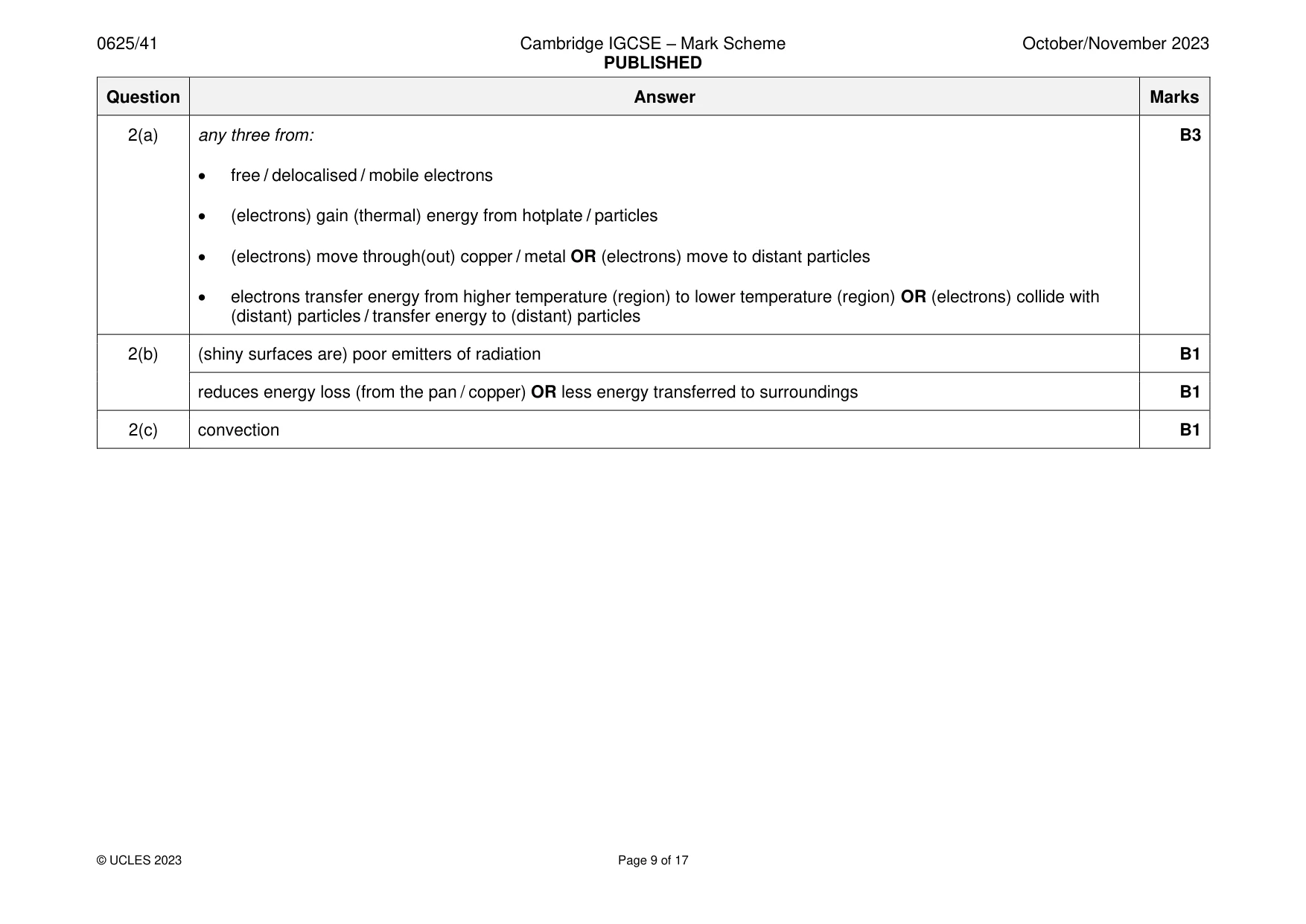 Mark scheme, page 9 of 17
