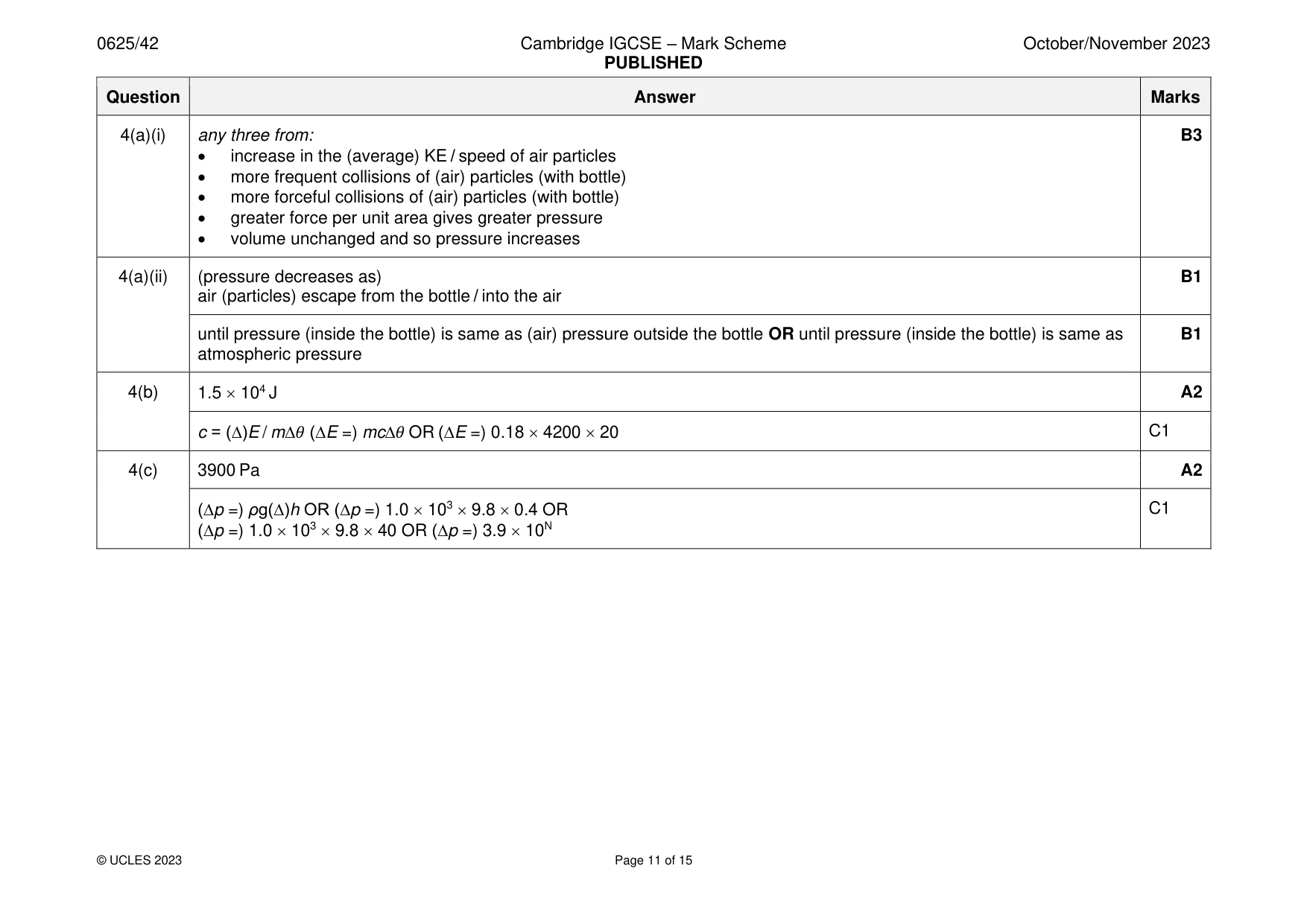 Mark scheme, page 11 of 15