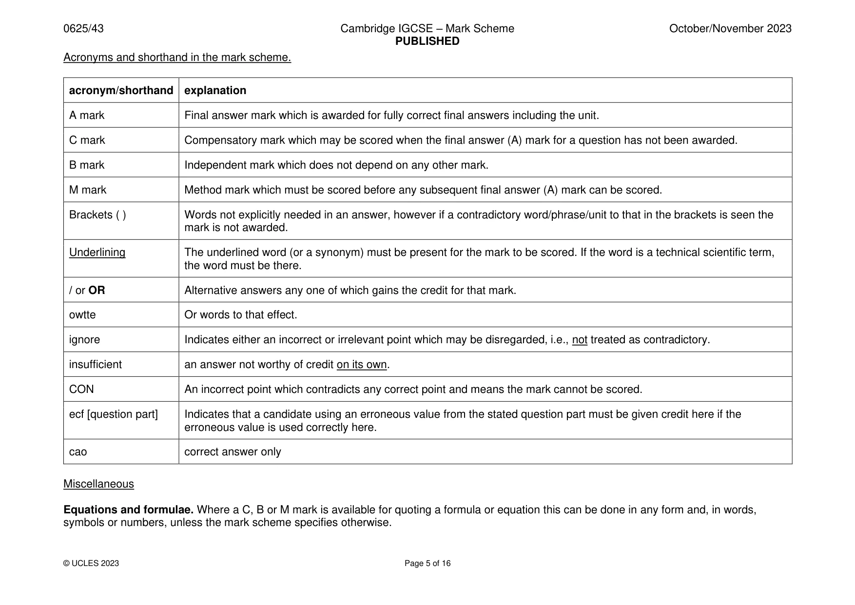 Mark scheme, page 5 of 16