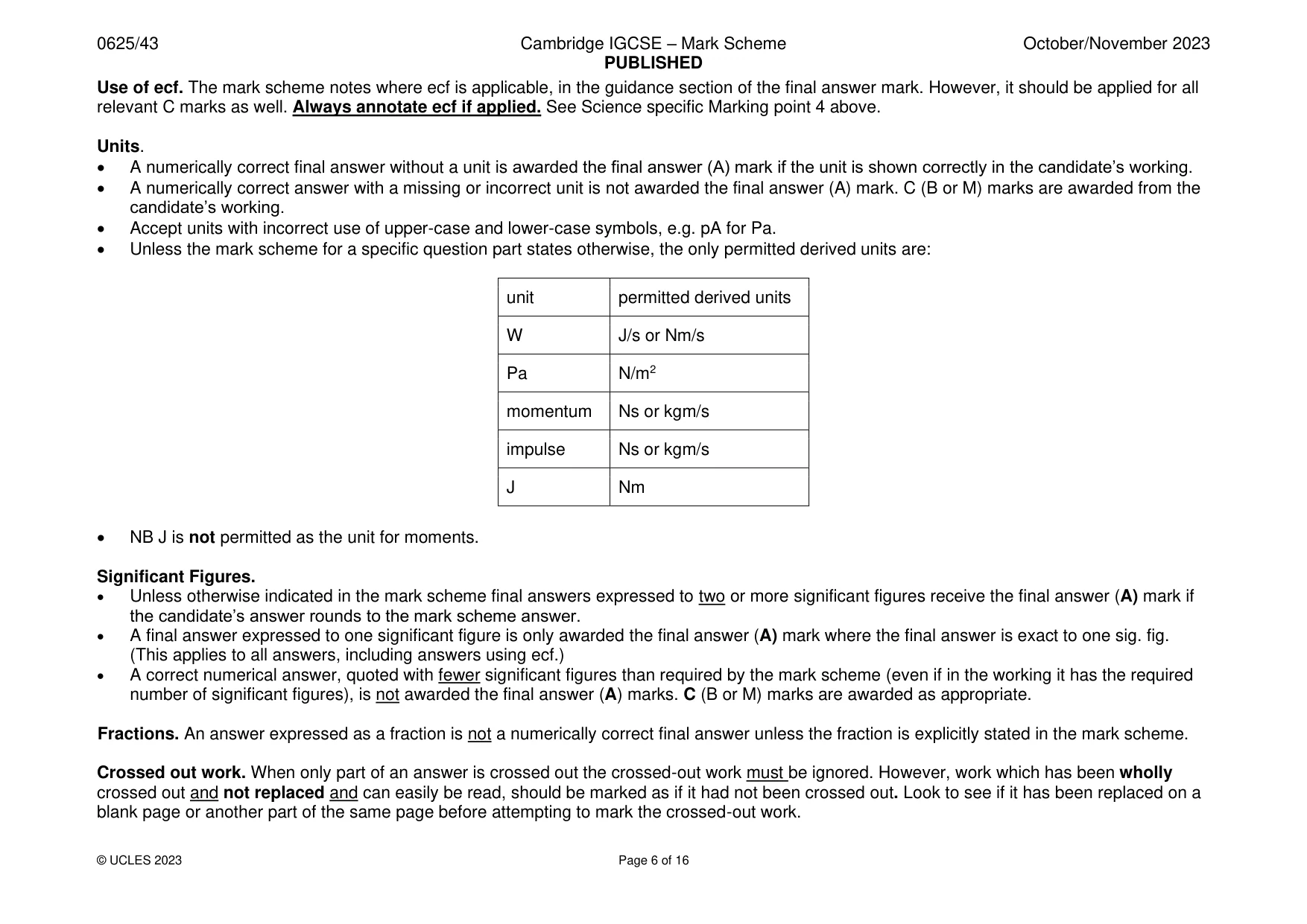 Mark scheme, page 6 of 16