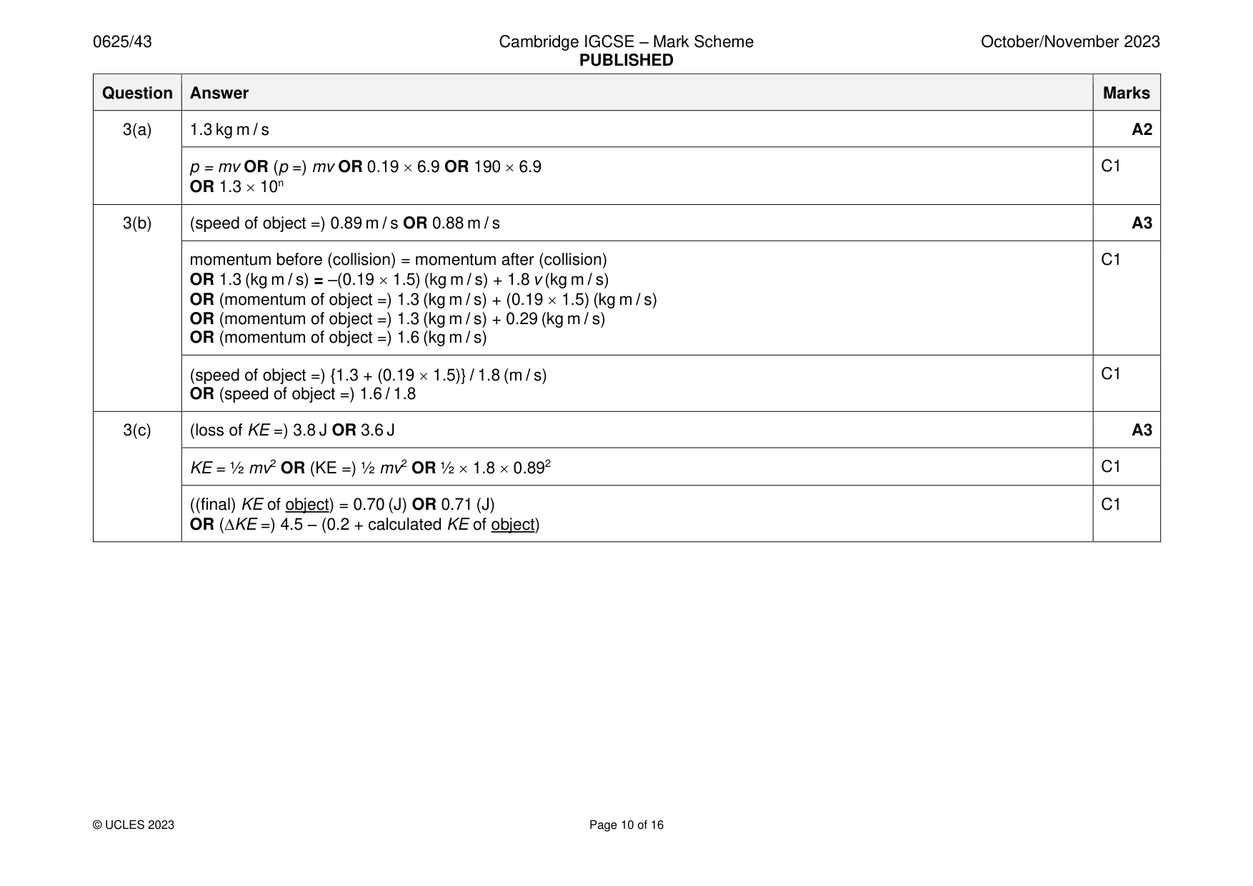 Mark scheme, page 10 of 16