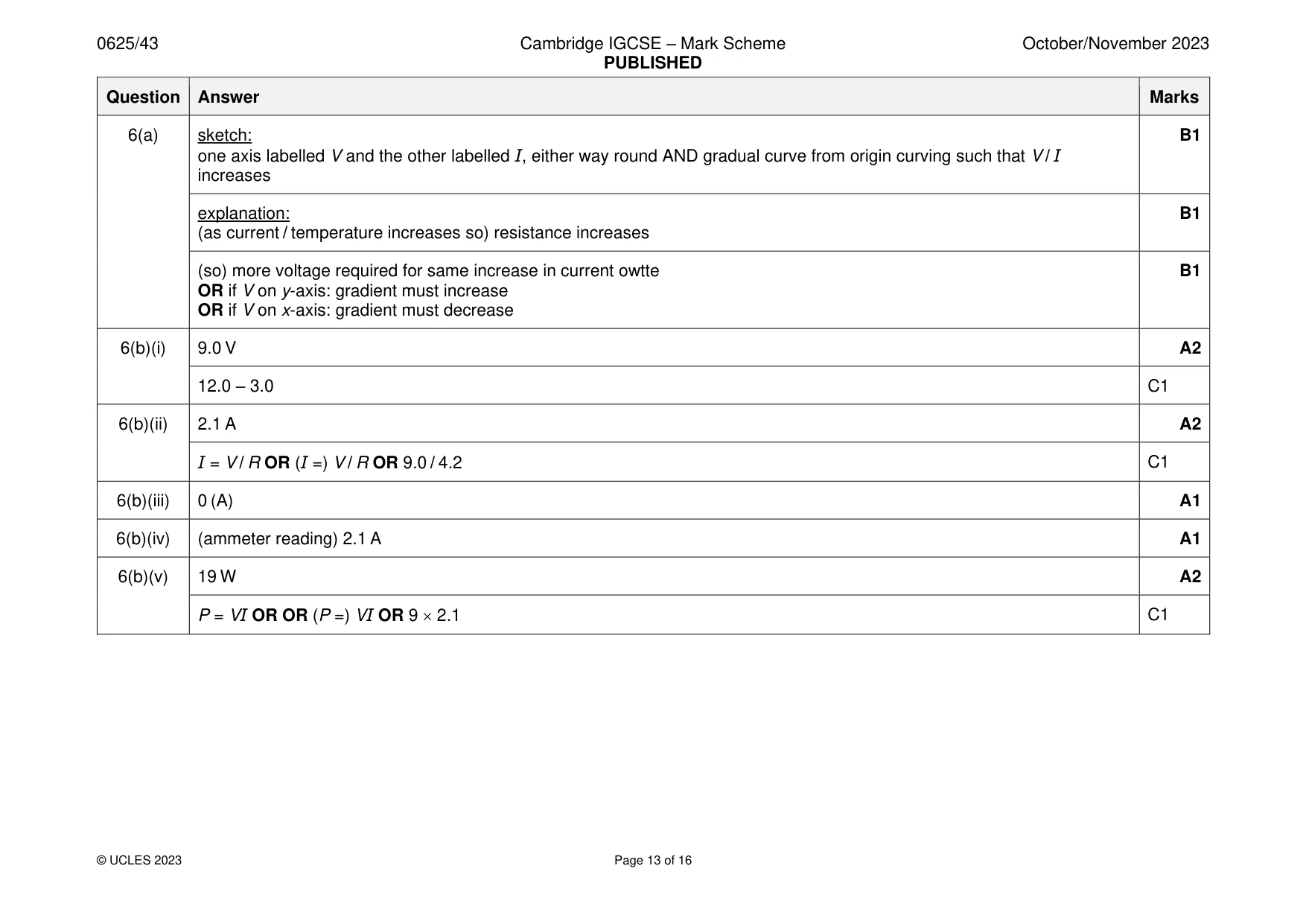 Mark scheme, page 13 of 16