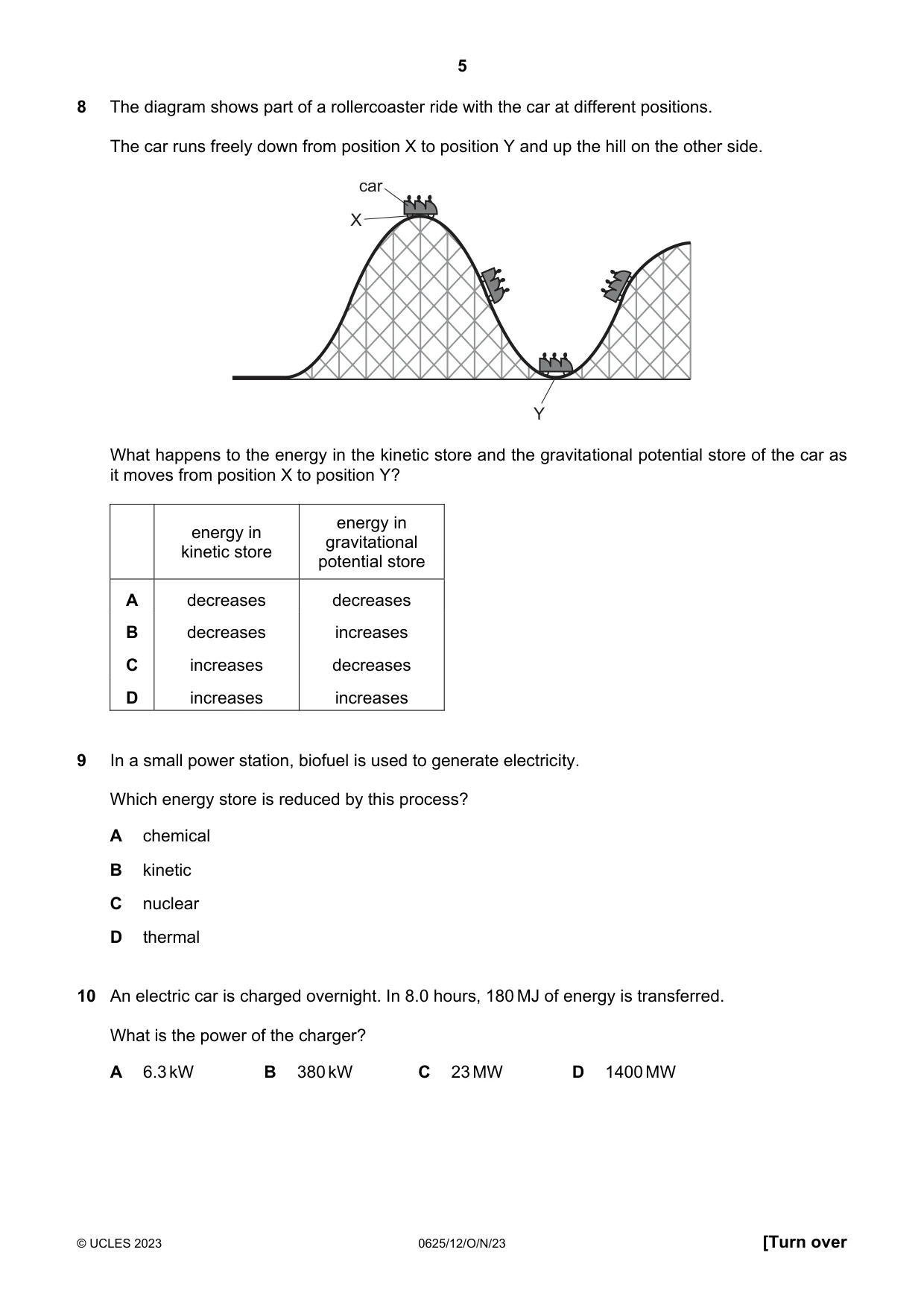 Cambridge IGCSE Physics 0625 2023 Oct/Nov Paper 1 · Variant 2 question paper, page 5 of 16