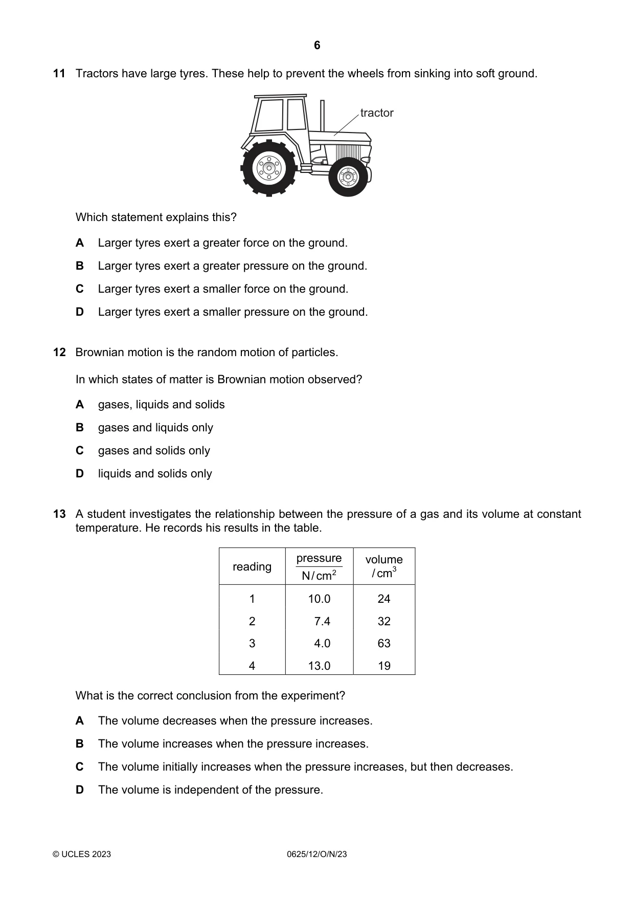 Cambridge IGCSE Physics 0625 2023 Oct/Nov Paper 1 · Variant 2 question paper, page 6 of 16