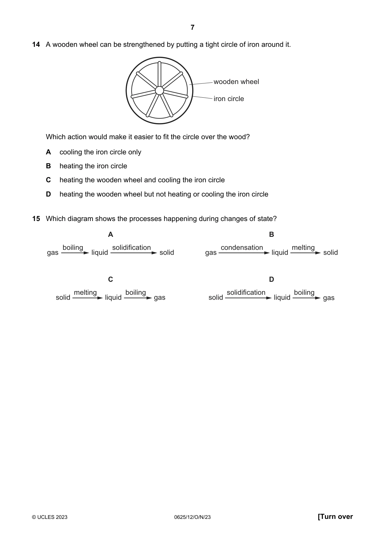 Cambridge IGCSE Physics 0625 2023 Oct/Nov Paper 1 · Variant 2 question paper, page 7 of 16
