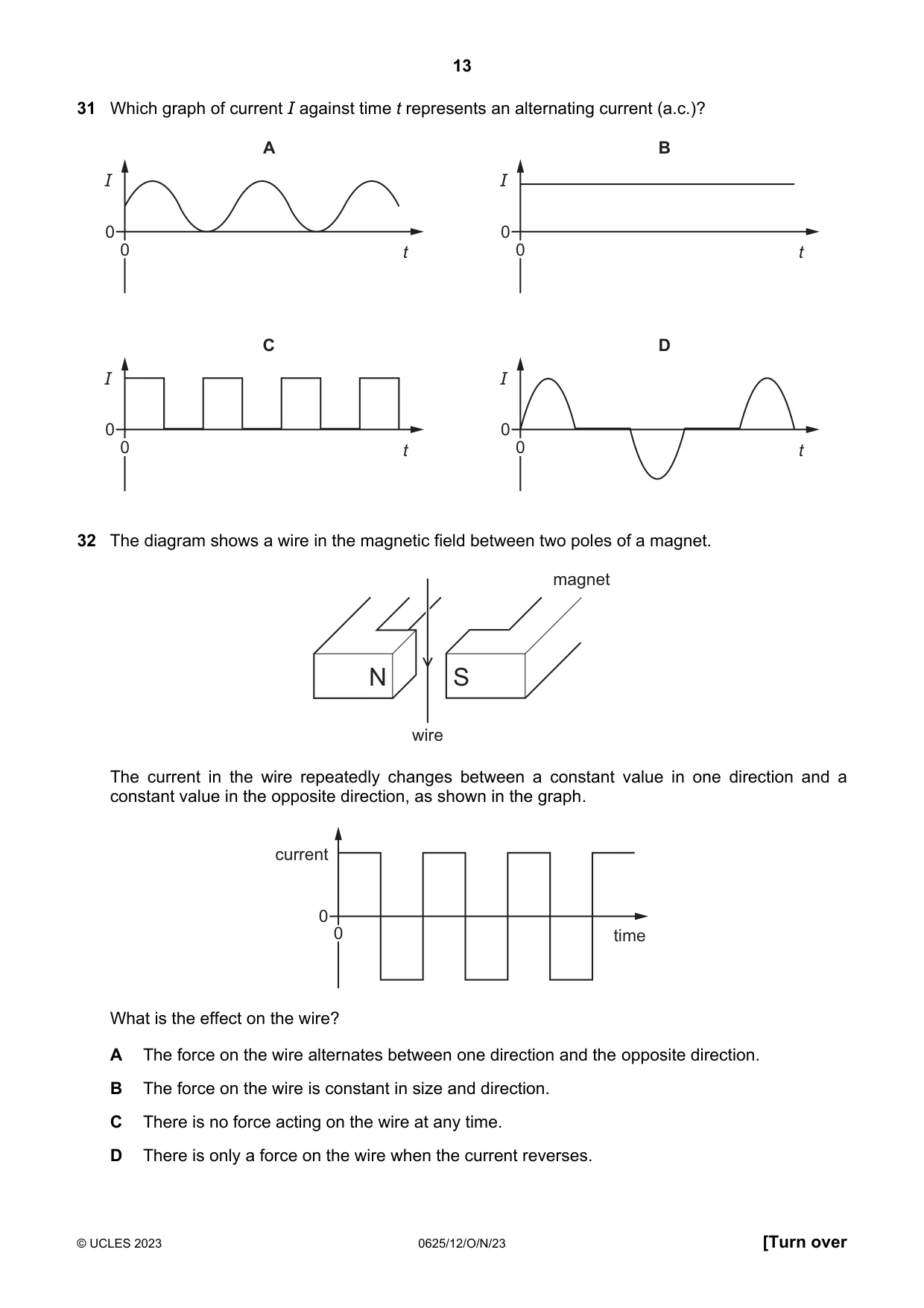 Cambridge IGCSE Physics 0625 2023 Oct/Nov Paper 1 · Variant 2 question paper, page 13 of 16