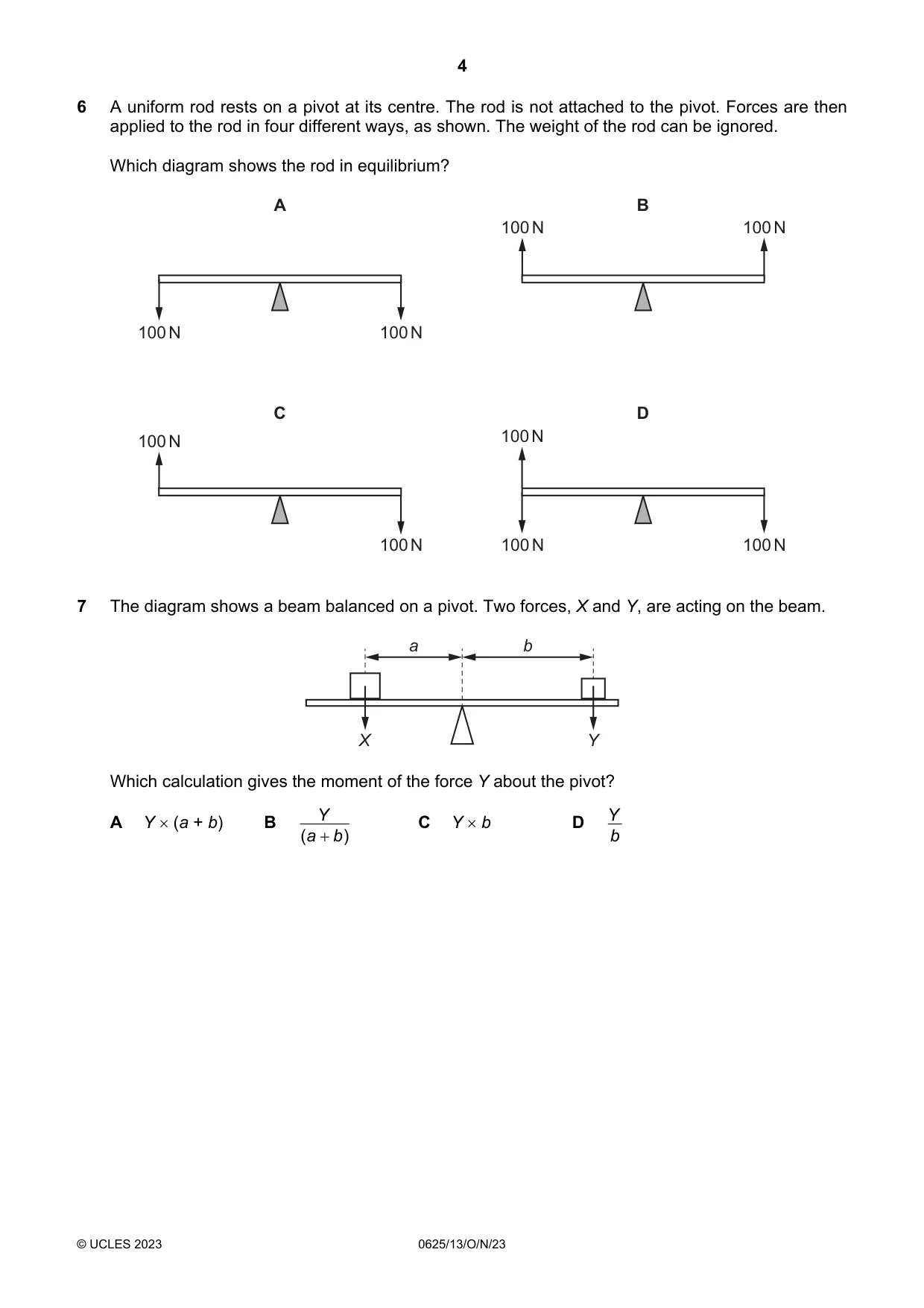 Cambridge IGCSE Physics 0625 2023 Oct/Nov Paper 1 · Variant 3 question paper, page 4 of 16