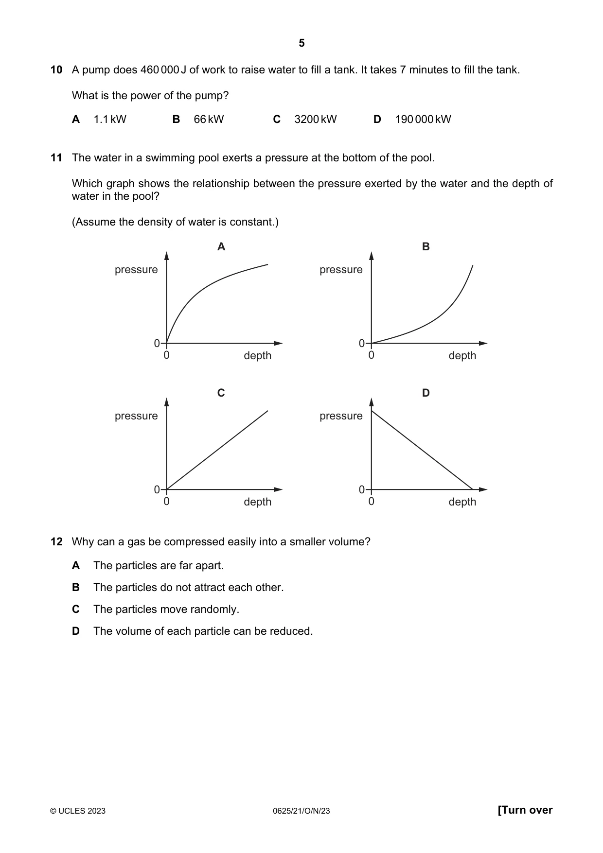 Cambridge IGCSE Physics 0625 2023 Oct/Nov Paper 2 · Variant 1 question paper, page 5 of 16