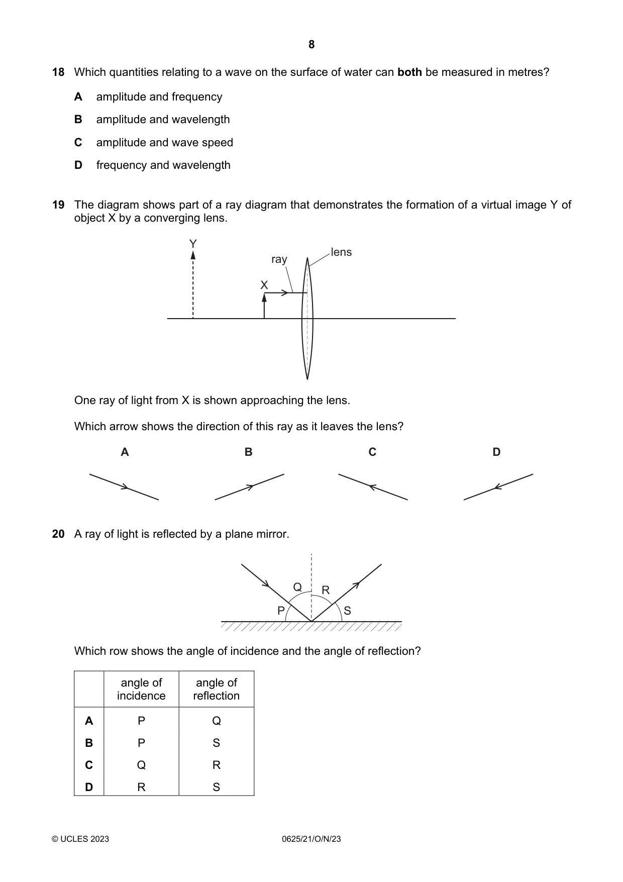 Cambridge IGCSE Physics 0625 2023 Oct/Nov Paper 2 · Variant 1 question paper, page 8 of 16