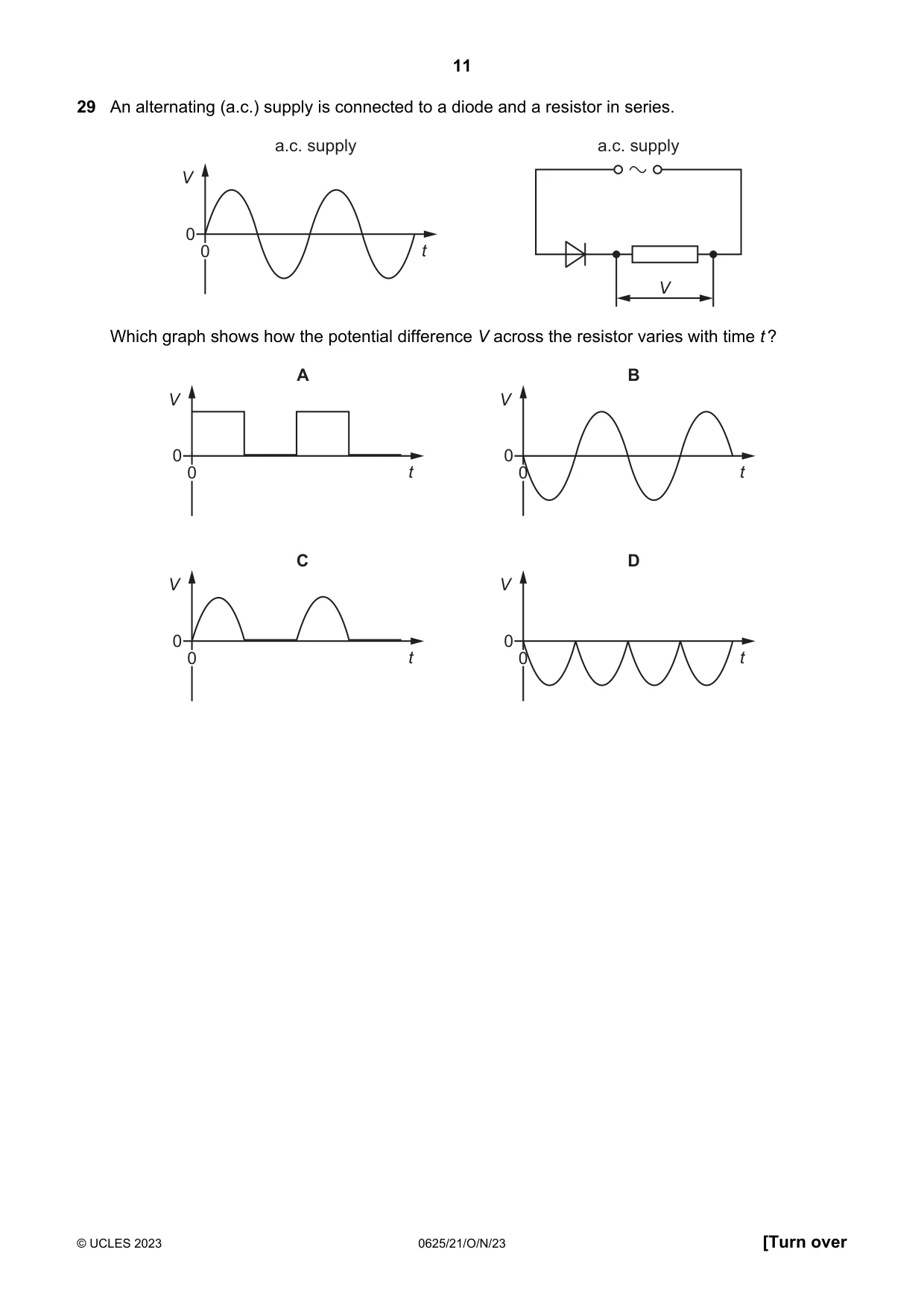 Cambridge IGCSE Physics 0625 2023 Oct/Nov Paper 2 · Variant 1 question paper, page 11 of 16