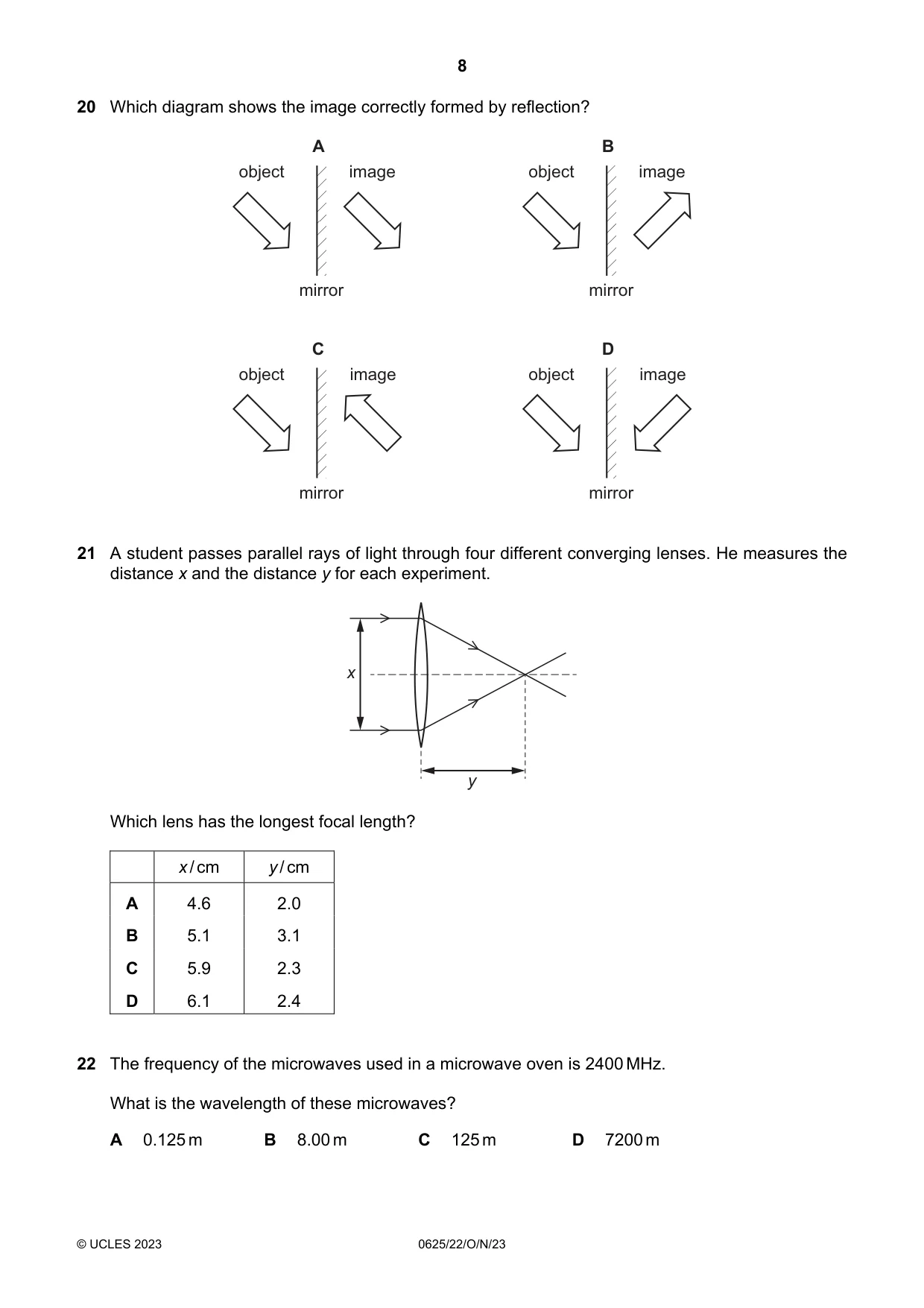 Cambridge IGCSE Physics 0625 2023 Oct/Nov Paper 2 · Variant 2 question paper, page 8 of 16
