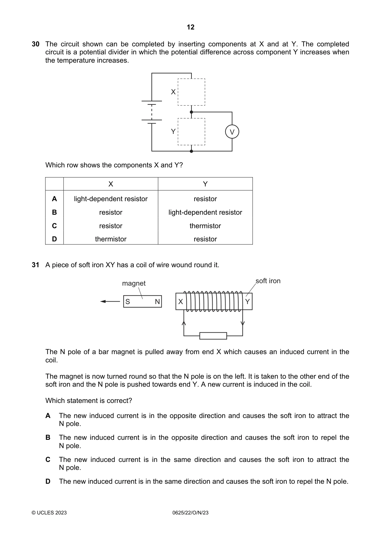 Cambridge IGCSE Physics 0625 2023 Oct/Nov Paper 2 · Variant 2 question paper, page 12 of 16