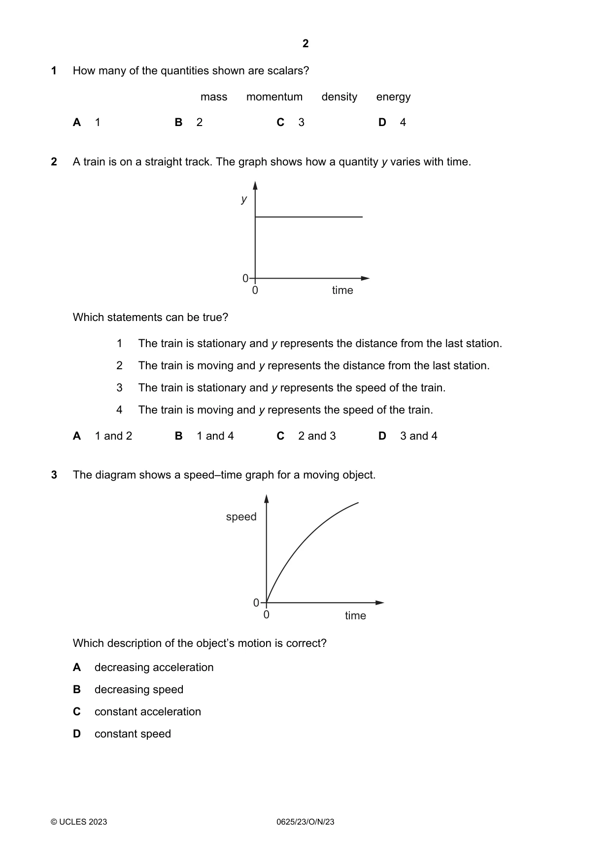 Cambridge IGCSE Physics 0625 2023 Oct/Nov Paper 2 · Variant 3 question paper, page 2 of 20
