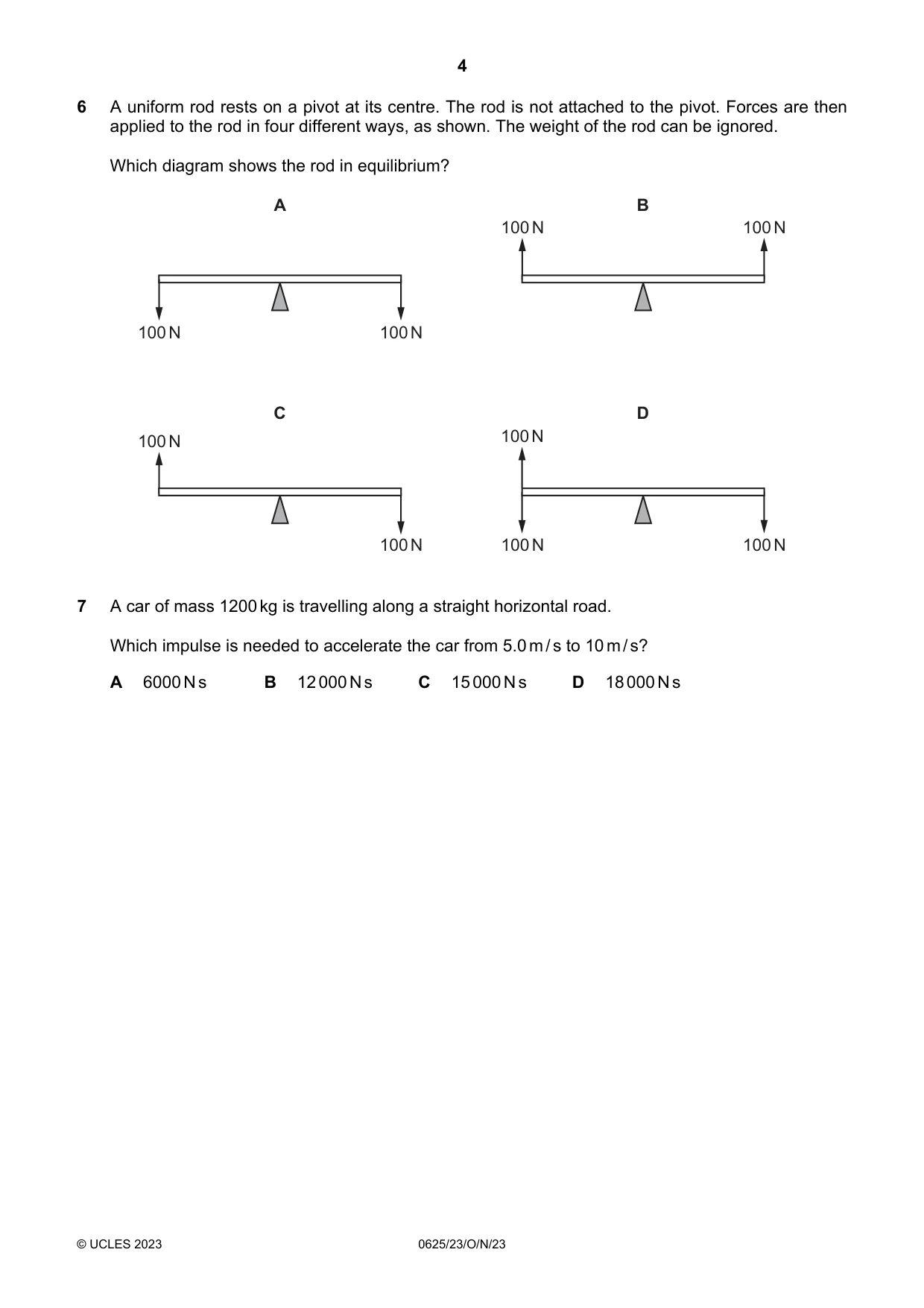 Cambridge IGCSE Physics 0625 2023 Oct/Nov Paper 2 · Variant 3 question paper, page 4 of 20