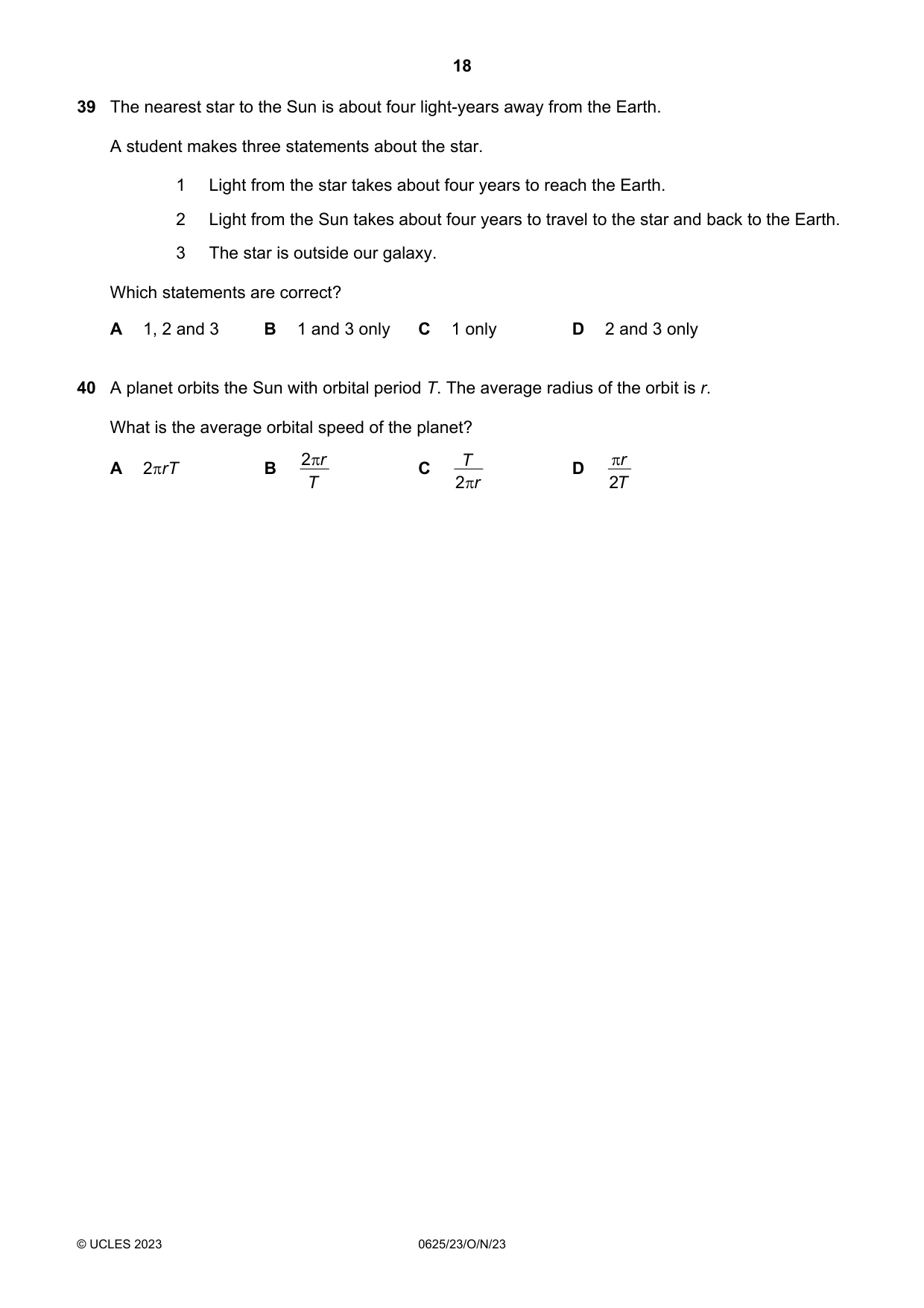 Cambridge IGCSE Physics 0625 2023 Oct/Nov Paper 2 · Variant 3 question paper, page 18 of 20