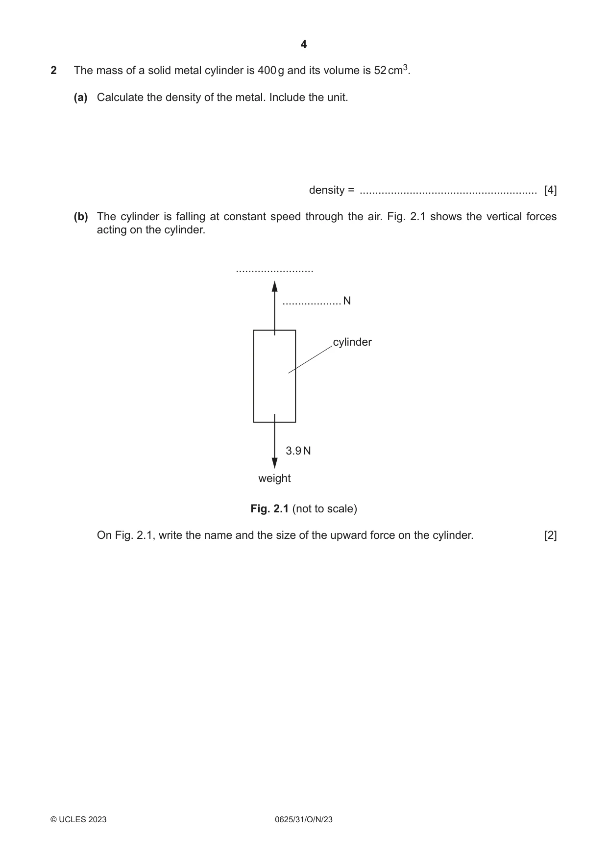 Cambridge IGCSE Physics 0625 2023 Oct/Nov Paper 3 · Variant 1 question paper, page 4 of 16