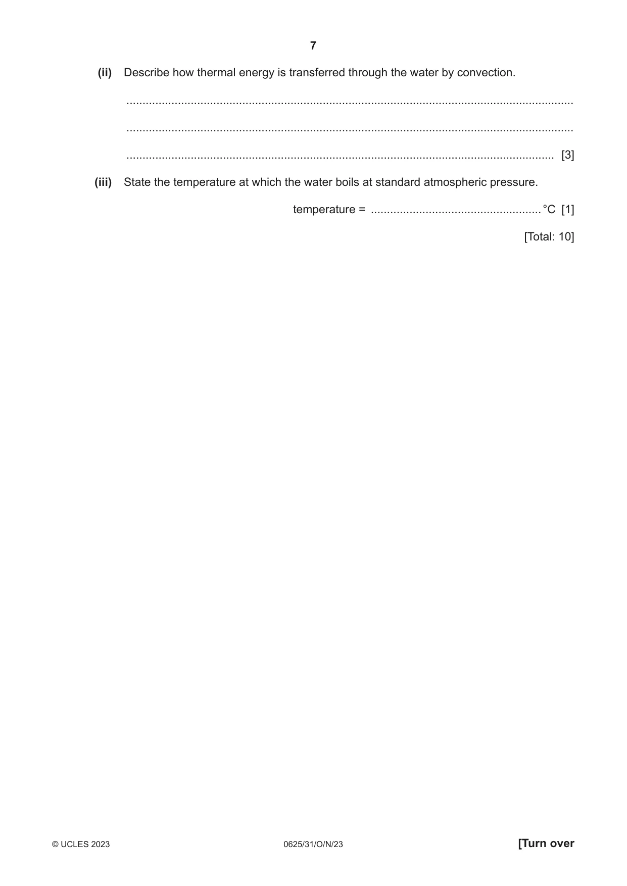 Cambridge IGCSE Physics 0625 2023 Oct/Nov Paper 3 · Variant 1 question paper, page 7 of 16