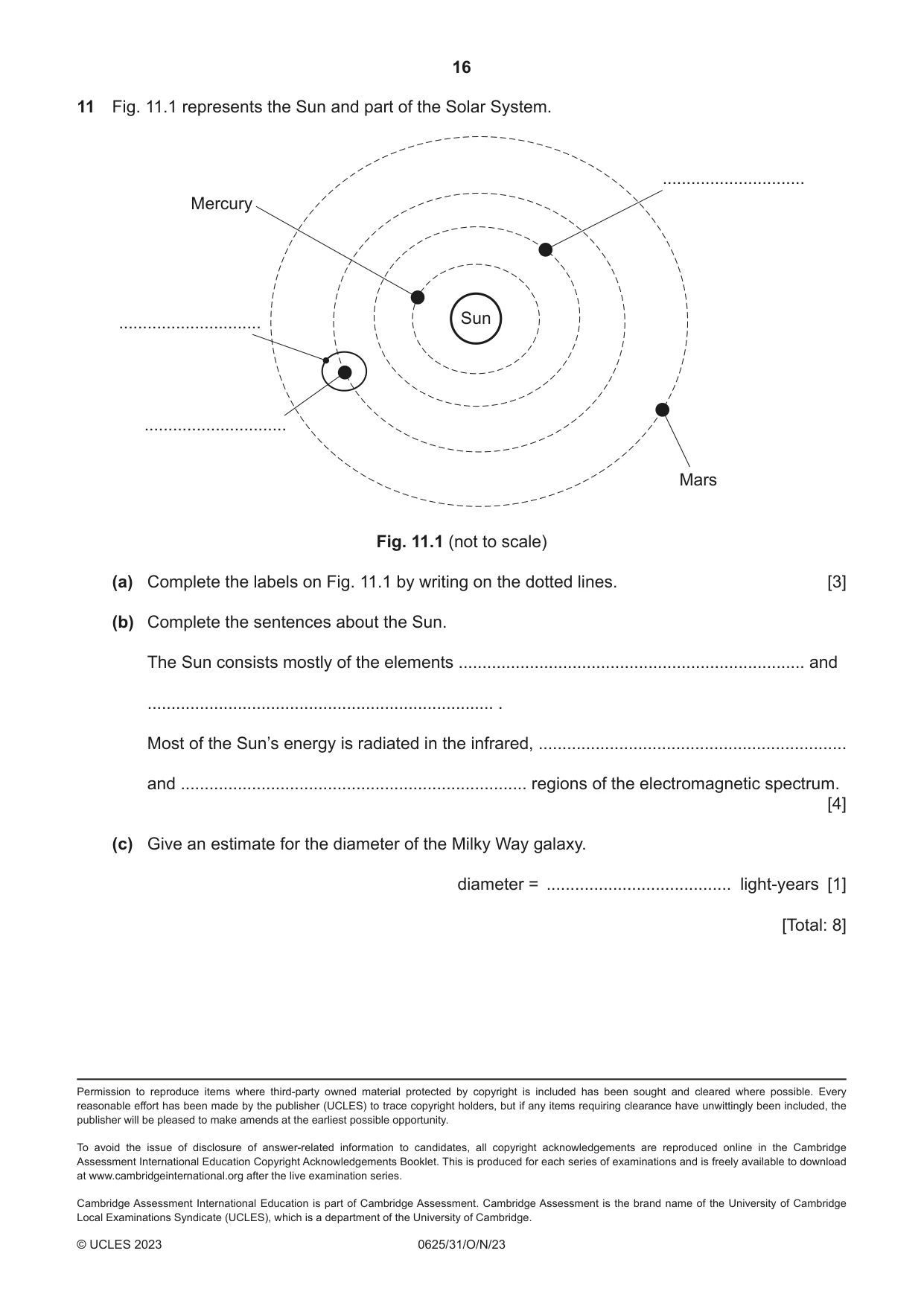 Cambridge IGCSE Physics 0625 2023 Oct/Nov Paper 3 · Variant 1 question paper, page 16 of 16