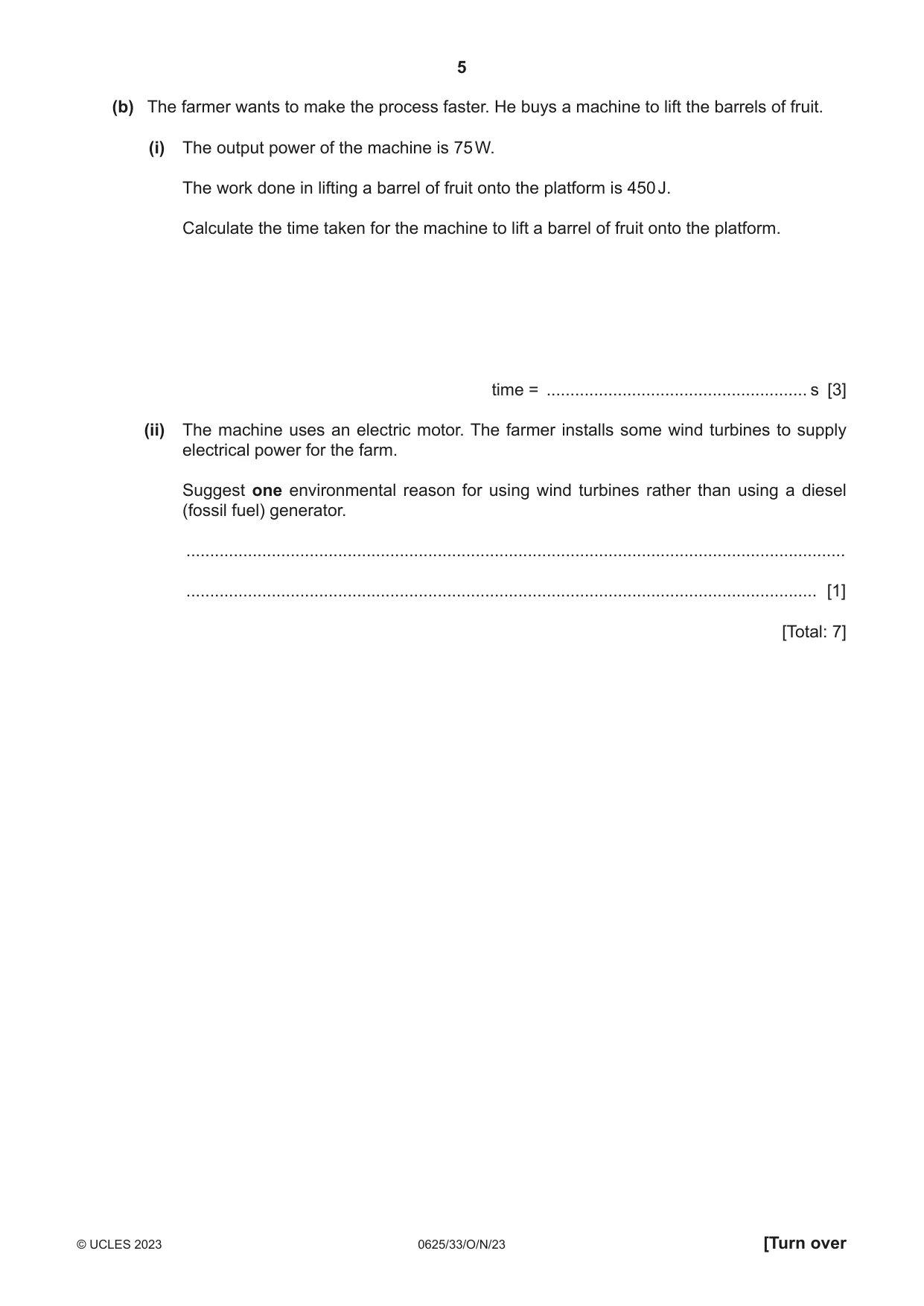 Cambridge IGCSE Physics 0625 2023 Oct/Nov Paper 3 · Variant 3 question paper, page 5 of 16