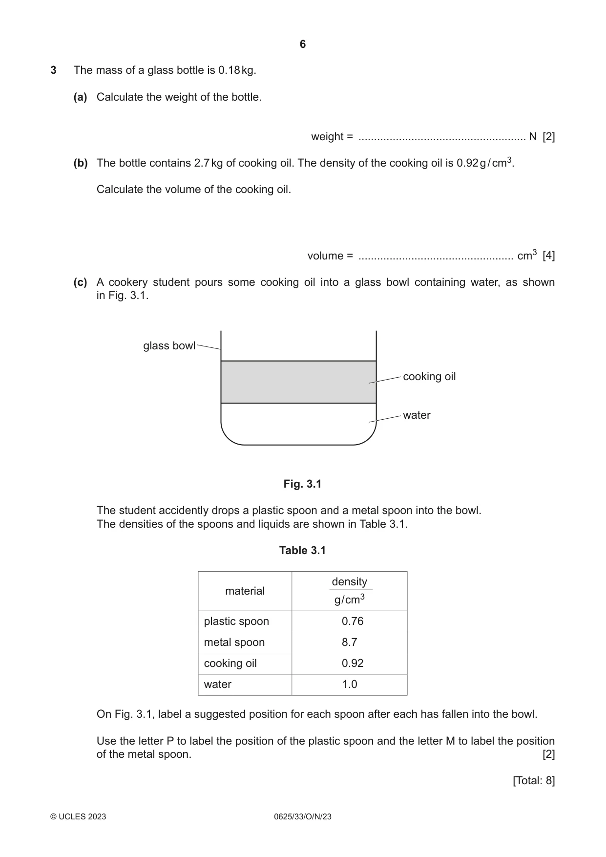 Cambridge IGCSE Physics 0625 2023 Oct/Nov Paper 3 · Variant 3 question paper, page 6 of 16
