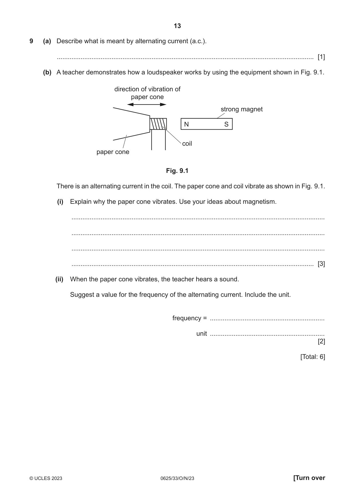 Cambridge IGCSE Physics 0625 2023 Oct/Nov Paper 3 · Variant 3 question paper, page 13 of 16