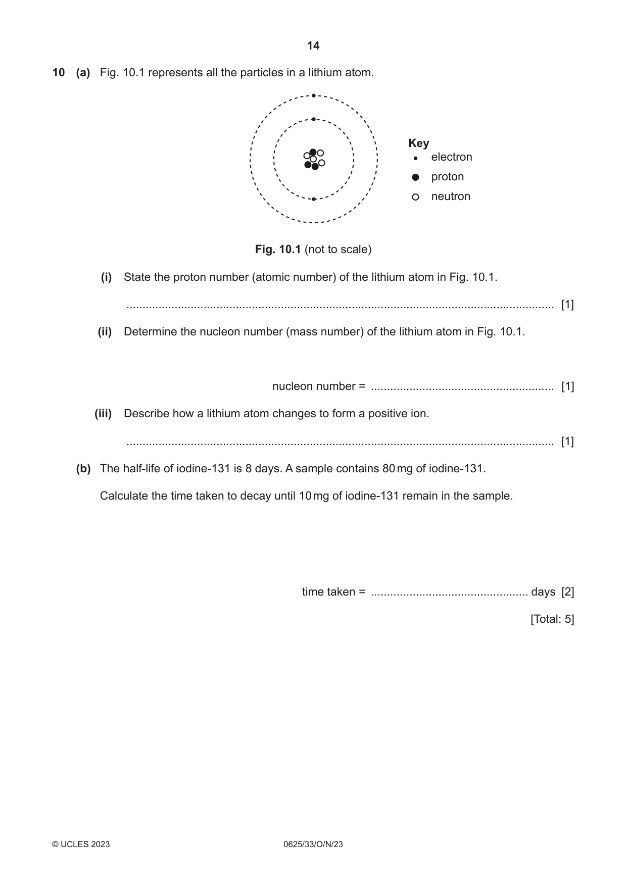 Cambridge IGCSE Physics 0625 2023 Oct/Nov Paper 3 · Variant 3 question paper, page 14 of 16