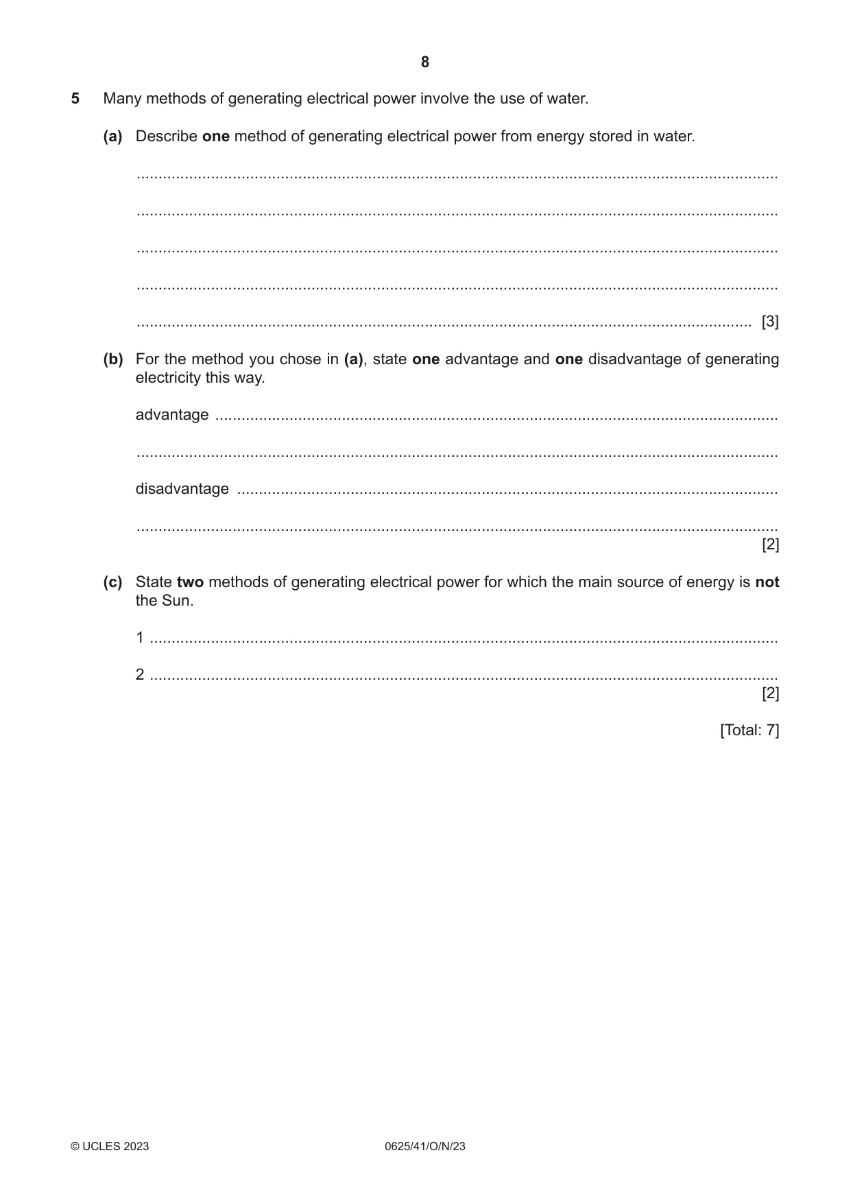 Cambridge IGCSE Physics 0625 2023 Oct/Nov Paper 4 · Variant 1 question paper, page 8 of 16