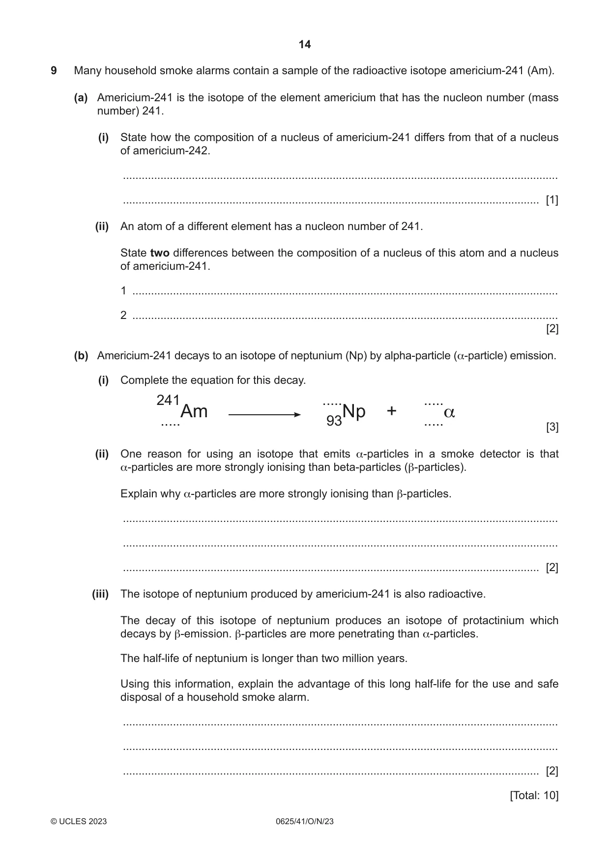 Cambridge IGCSE Physics 0625 2023 Oct/Nov Paper 4 · Variant 1 question paper, page 14 of 16