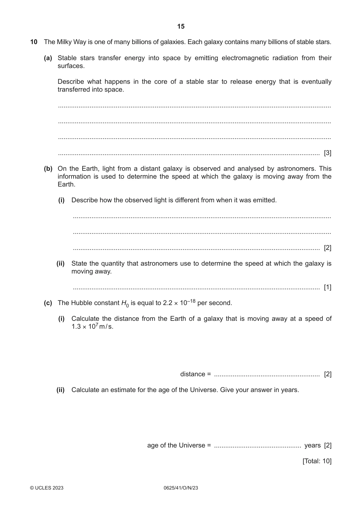 Cambridge IGCSE Physics 0625 2023 Oct/Nov Paper 4 · Variant 1 question paper, page 15 of 16