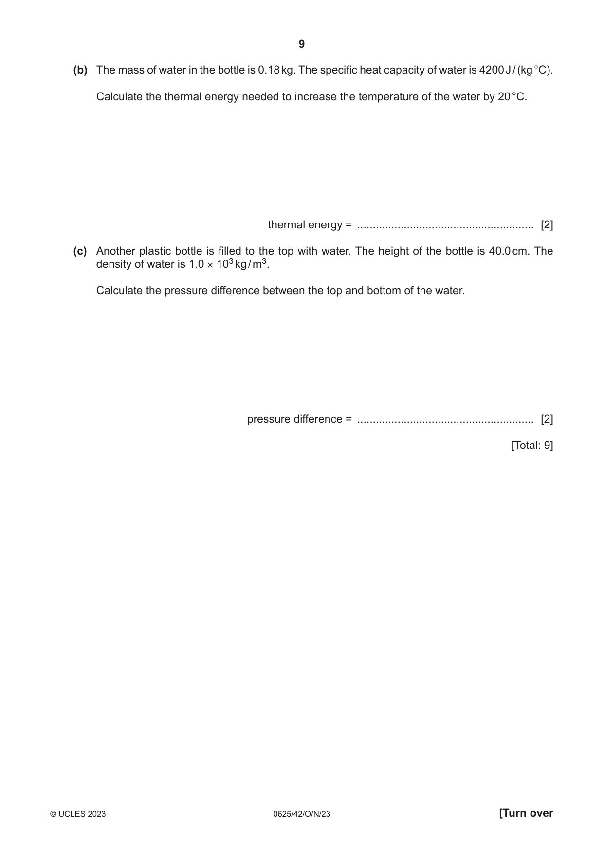 Cambridge IGCSE Physics 0625 2023 Oct/Nov Paper 4 · Variant 2 question paper, page 9 of 16