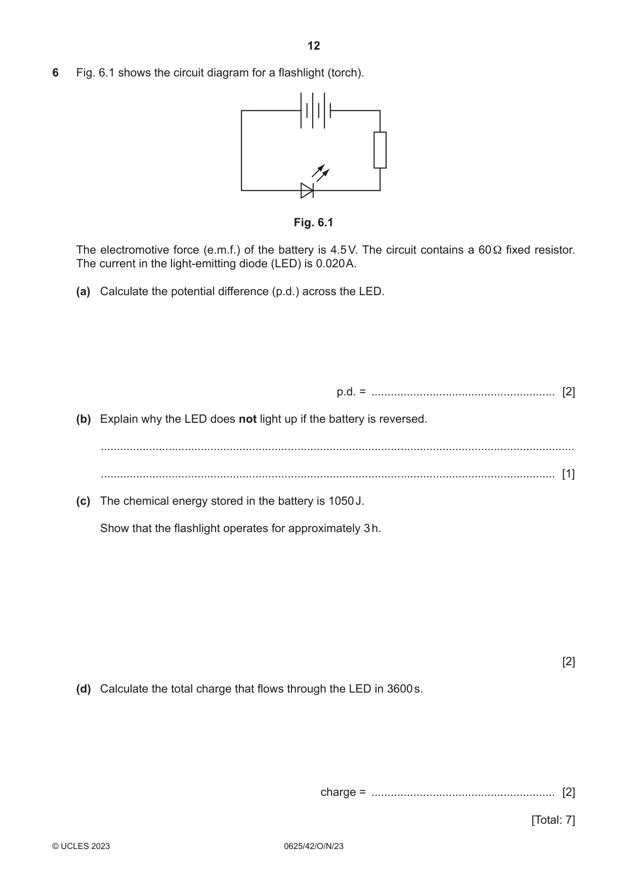 Cambridge IGCSE Physics 0625 2023 Oct/Nov Paper 4 · Variant 2 question paper, page 12 of 16