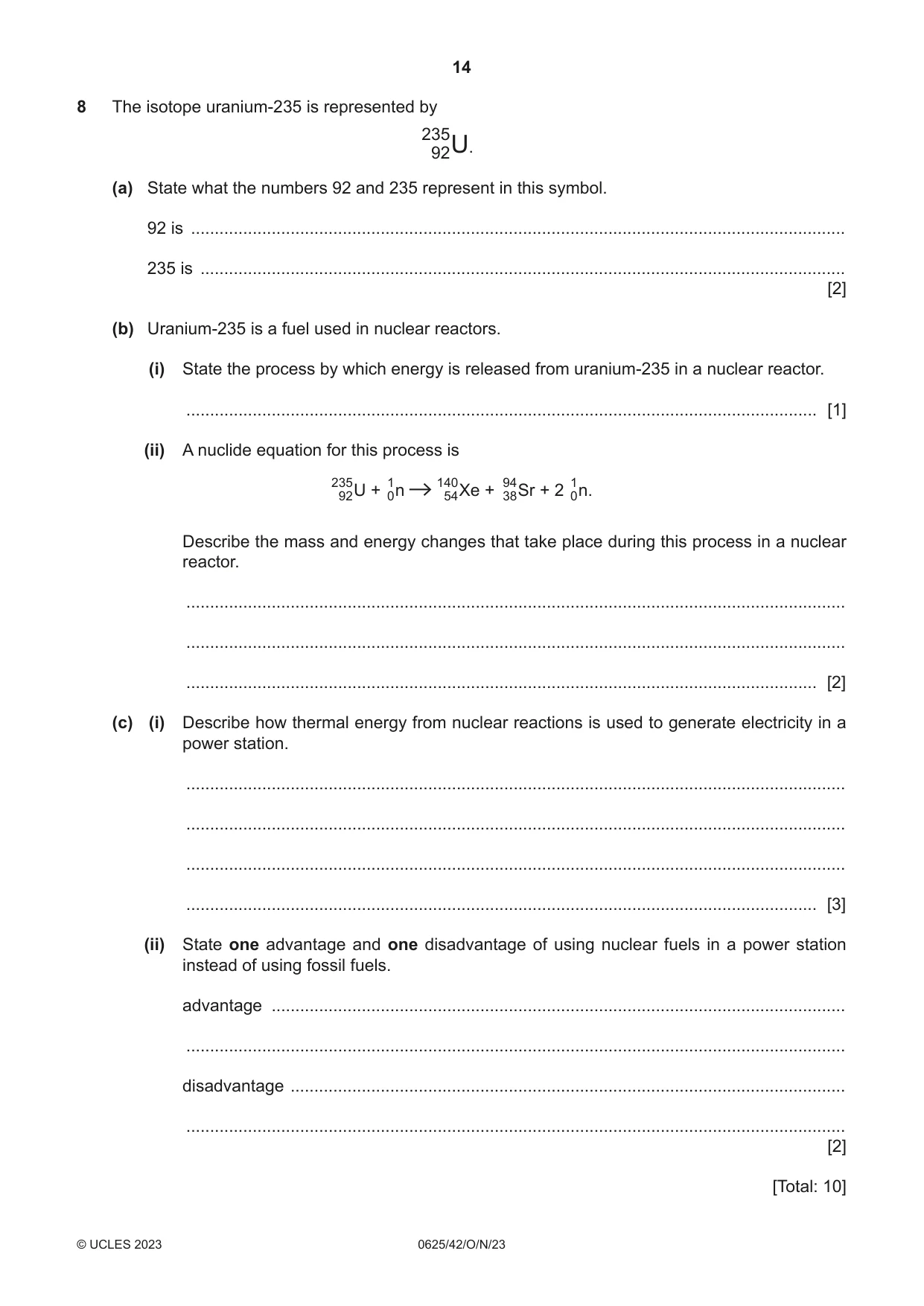 Cambridge IGCSE Physics 0625 2023 Oct/Nov Paper 4 · Variant 2 question paper, page 14 of 16