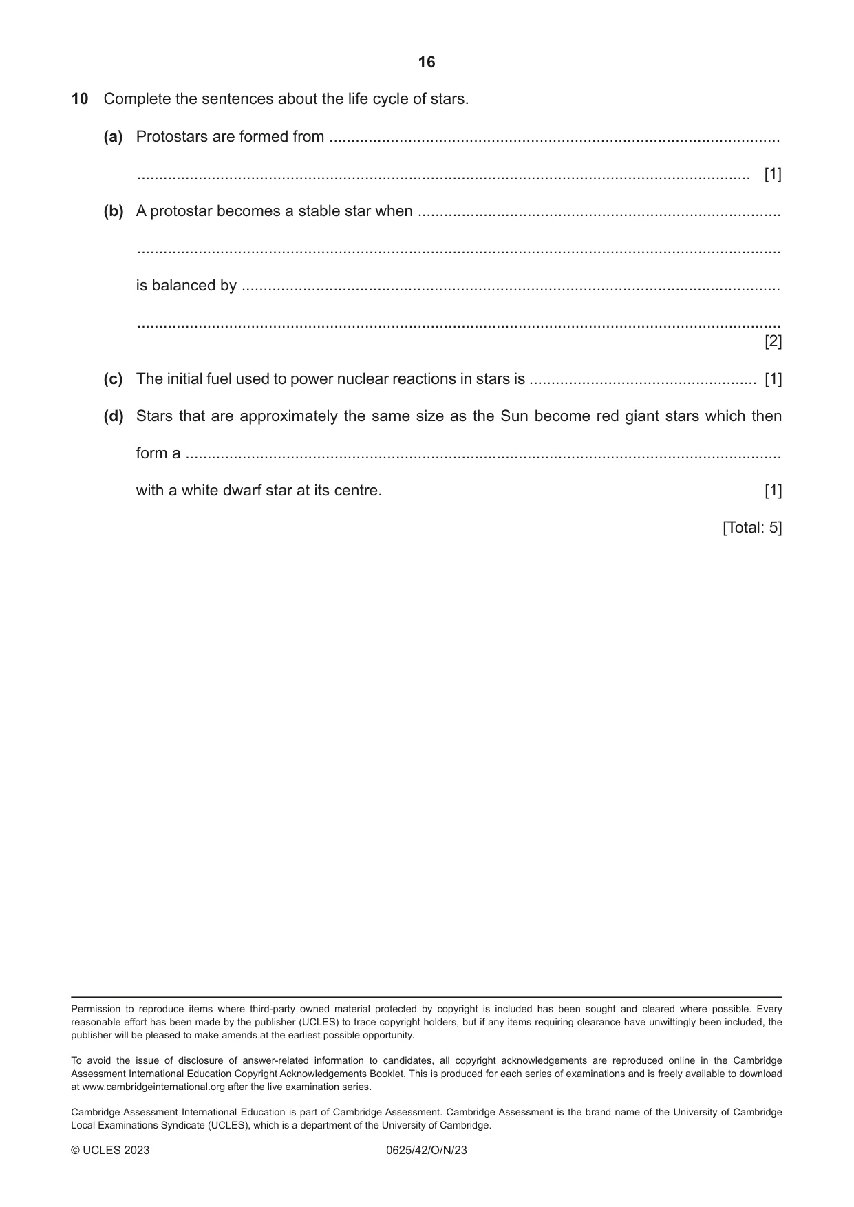 Cambridge IGCSE Physics 0625 2023 Oct/Nov Paper 4 · Variant 2 question paper, page 16 of 16