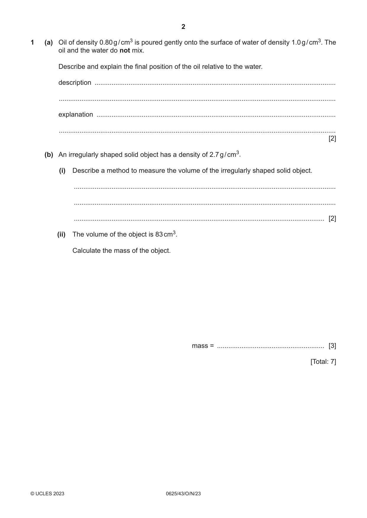 Cambridge IGCSE Physics 0625 2023 Oct/Nov Paper 4 · Variant 3 question paper, page 2 of 16