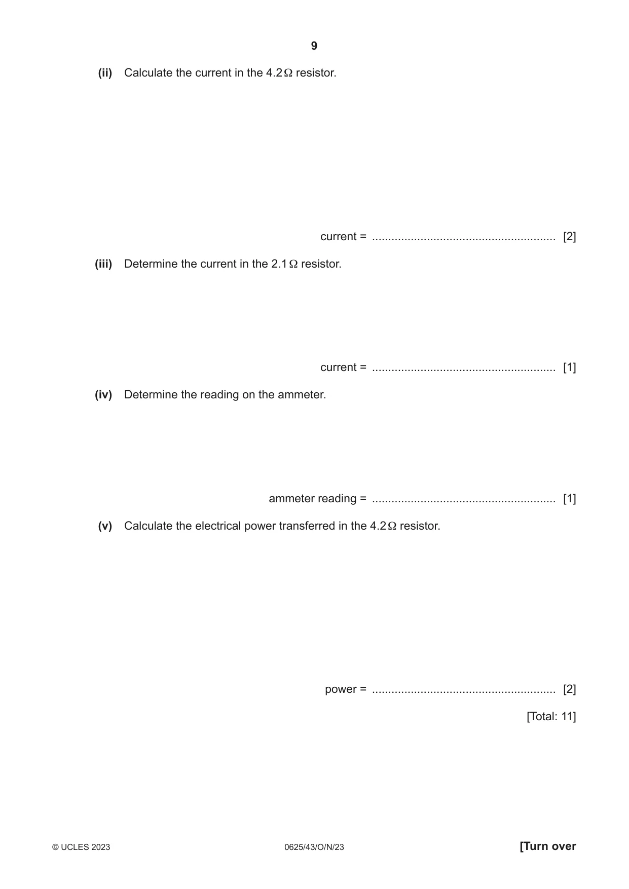Cambridge IGCSE Physics 0625 2023 Oct/Nov Paper 4 · Variant 3 question paper, page 9 of 16