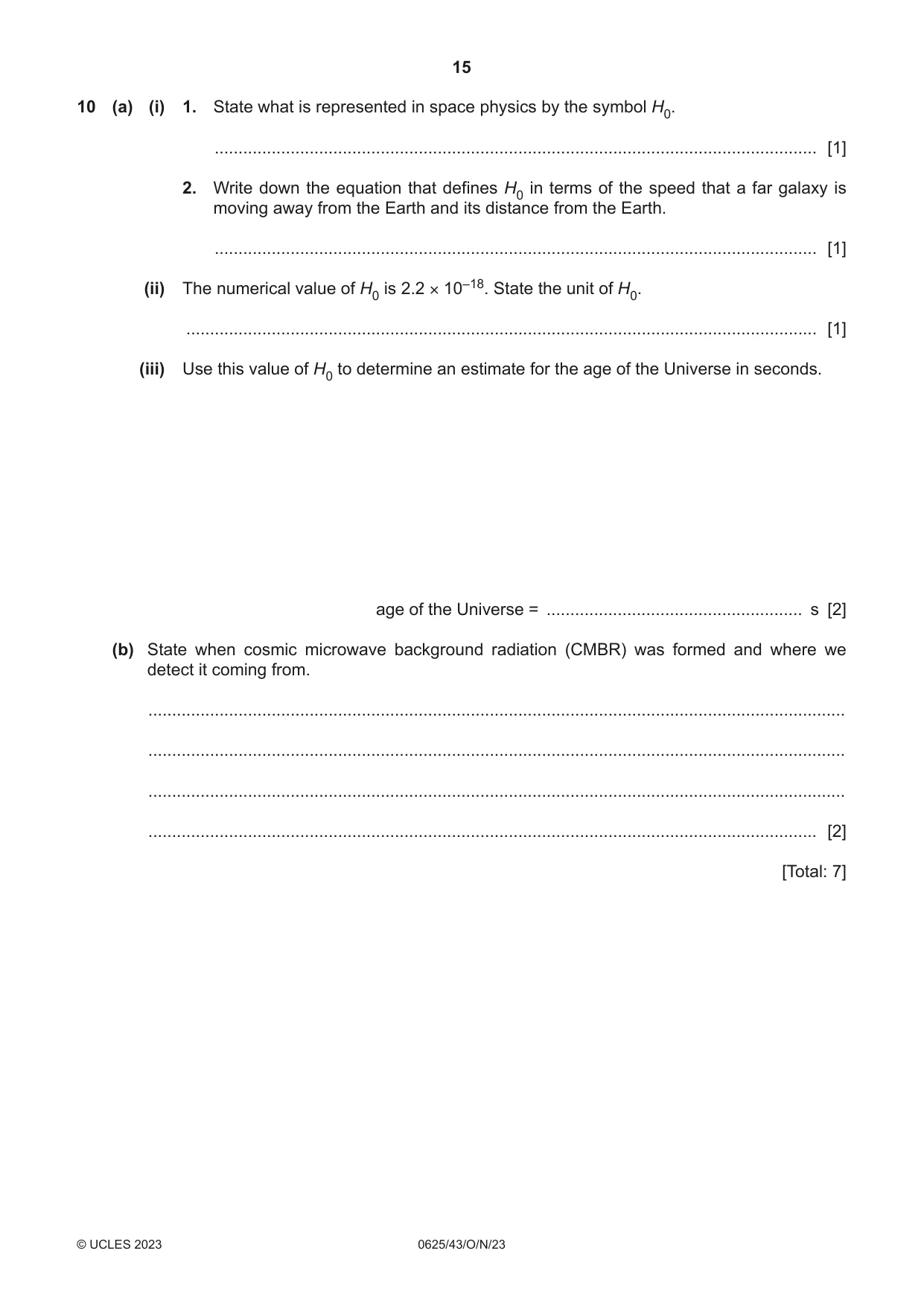 Cambridge IGCSE Physics 0625 2023 Oct/Nov Paper 4 · Variant 3 question paper, page 15 of 16