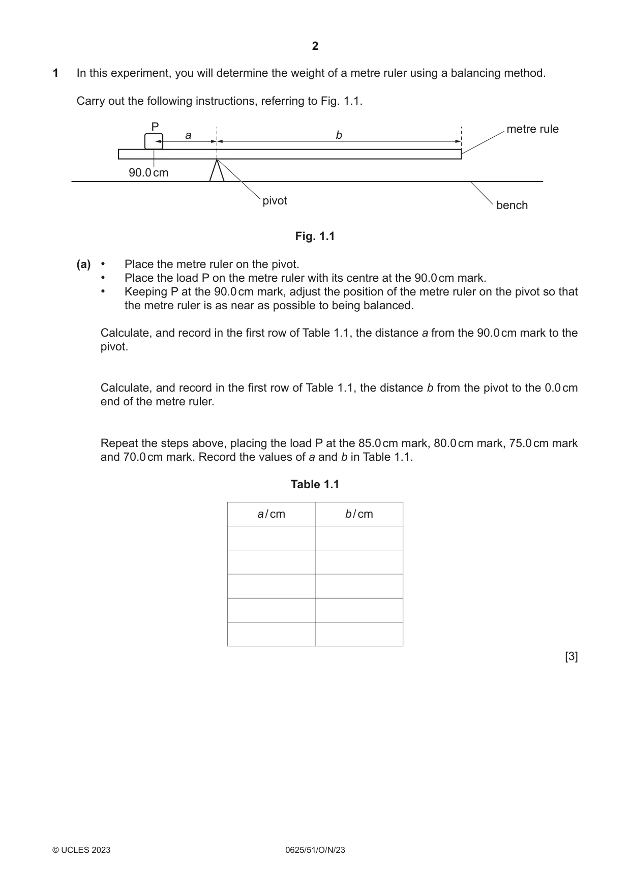 Cambridge IGCSE Physics 0625 2023 Oct/Nov Paper 5 · Variant 1 question paper, page 2 of 12