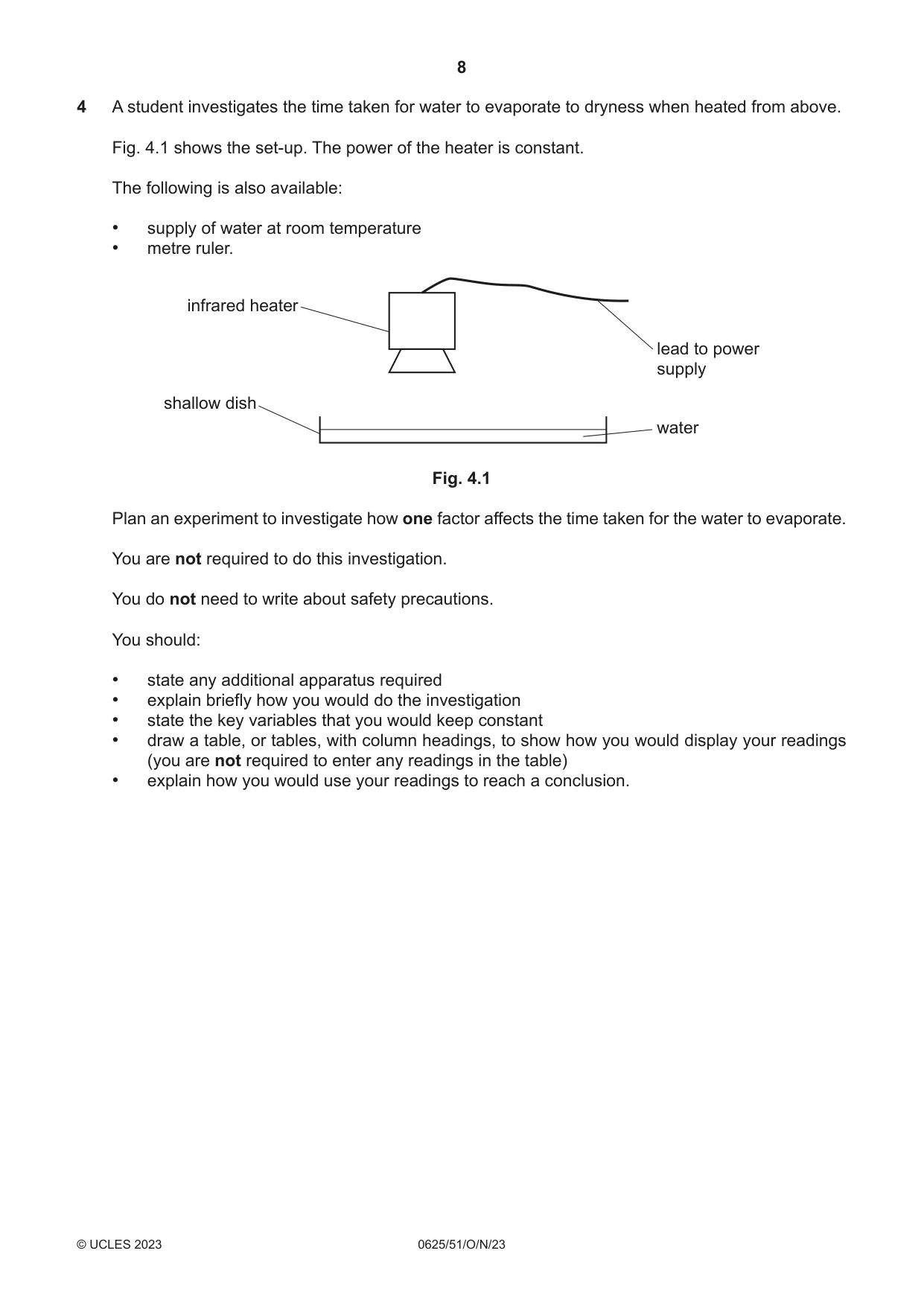 Cambridge IGCSE Physics 0625 2023 Oct/Nov Paper 5 · Variant 1 question paper, page 8 of 12