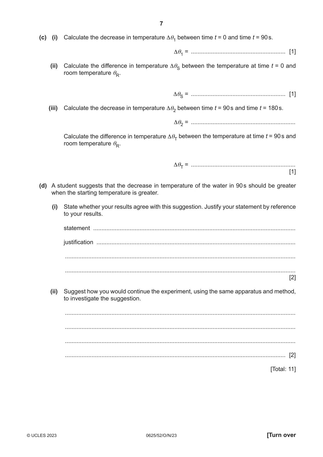 Cambridge IGCSE Physics 0625 2023 Oct/Nov Paper 5 · Variant 2 question paper, page 7 of 12