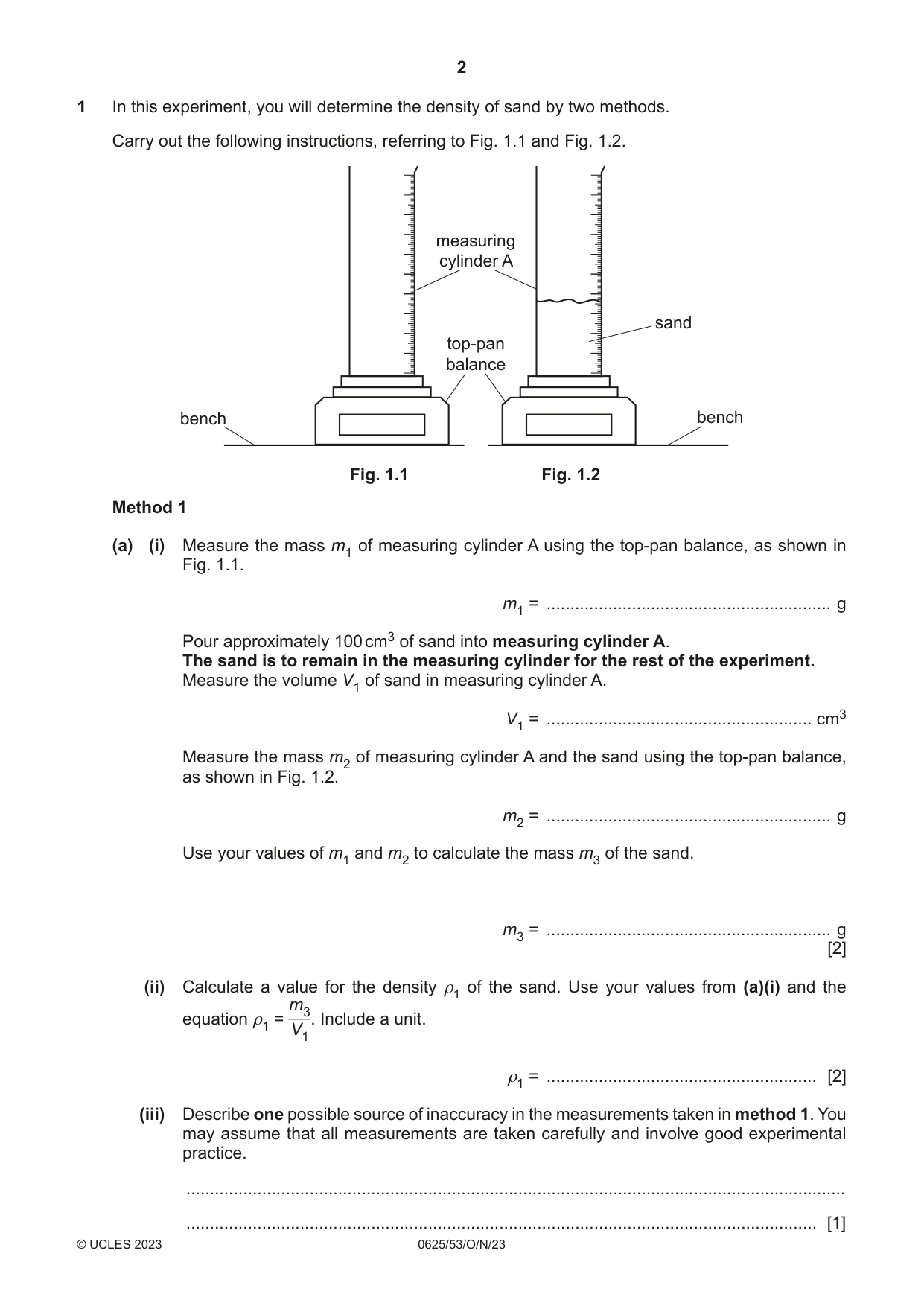 Cambridge IGCSE Physics 0625 2023 Oct/Nov Paper 5 · Variant 3 question paper, page 2 of 12