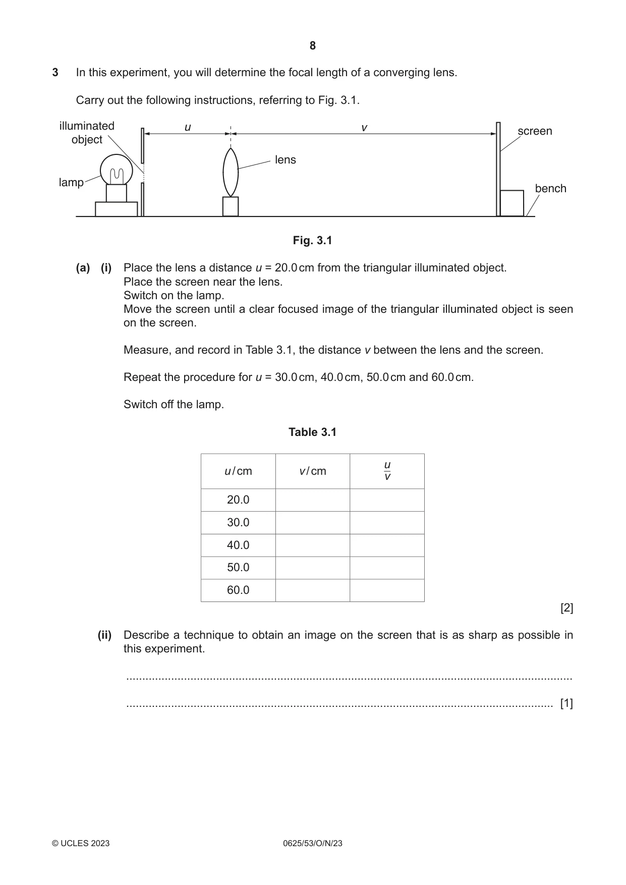 Cambridge IGCSE Physics 0625 2023 Oct/Nov Paper 5 · Variant 3 question paper, page 8 of 12